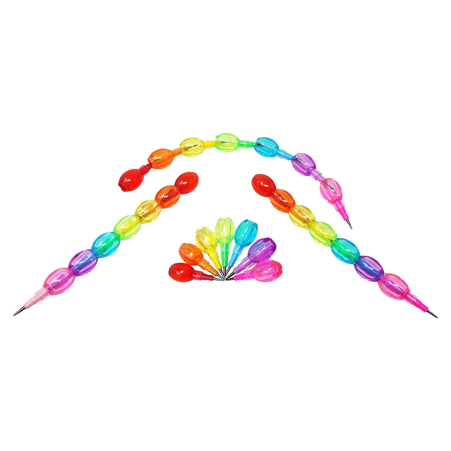 Dream XPLORE Non-Sharpening Stacking Pencils for Kids - Rainbow Color Brick Design, 4 Pencils per Set (3 Sets) - Perfect for Birthday Party Favors, Classroom Rewards & Creative Play