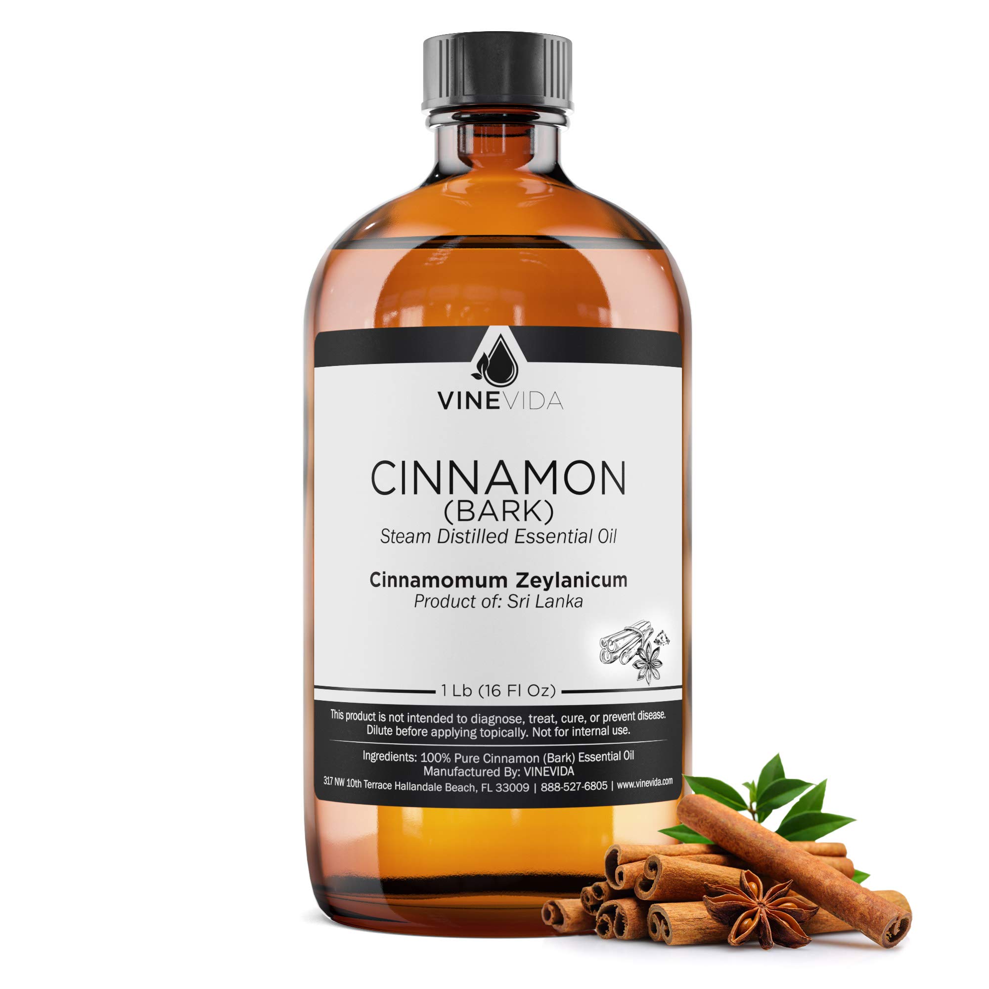 **16 Oz Bulk Cinnamon Bark Essential Oil – 100% Pure & Undiluted for DIY Soaps, Candles & Aromatherapy | Glass Bottle | 1 Pound Cinnamon Oil by VINEVIDA | Perfect for Home Diffusers, Massage & Relaxation**