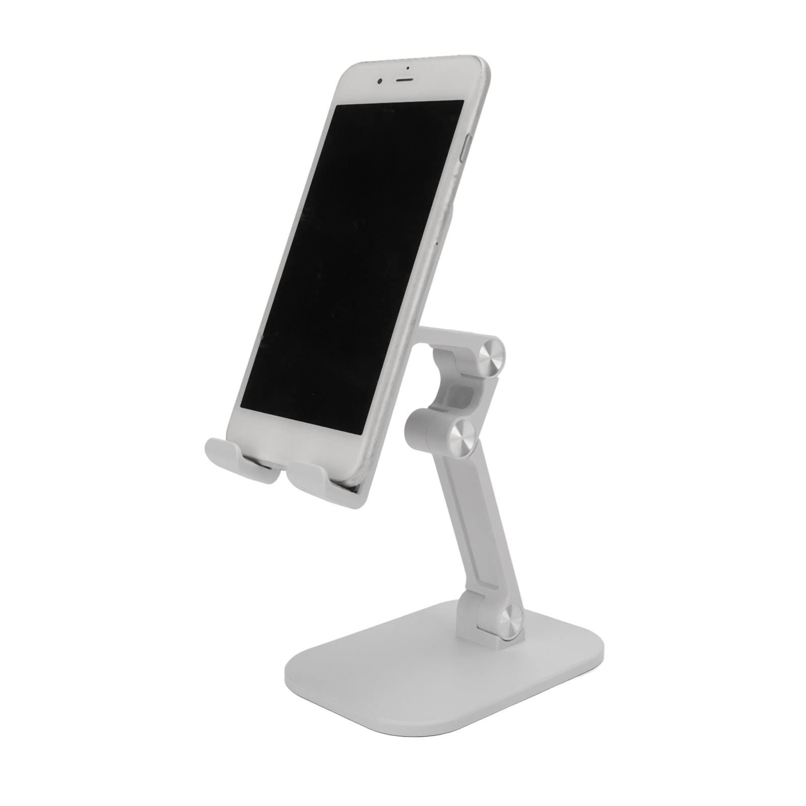 Foldable Cell Phone Stand - Adjustable Angle Portable Mobile Phone Holder for Desk, Hands-Free Viewing - Perfect for Video Calls, Watching Movies & Reading (White)
