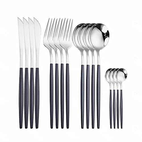 16-Piece Stainless Steel Silverware Set - Gold Cutlery Set with Forks, Spoons & Knives for Elegant Dining | European Style Dinnerware for Restaurants, Weddings & Home Entertaining
