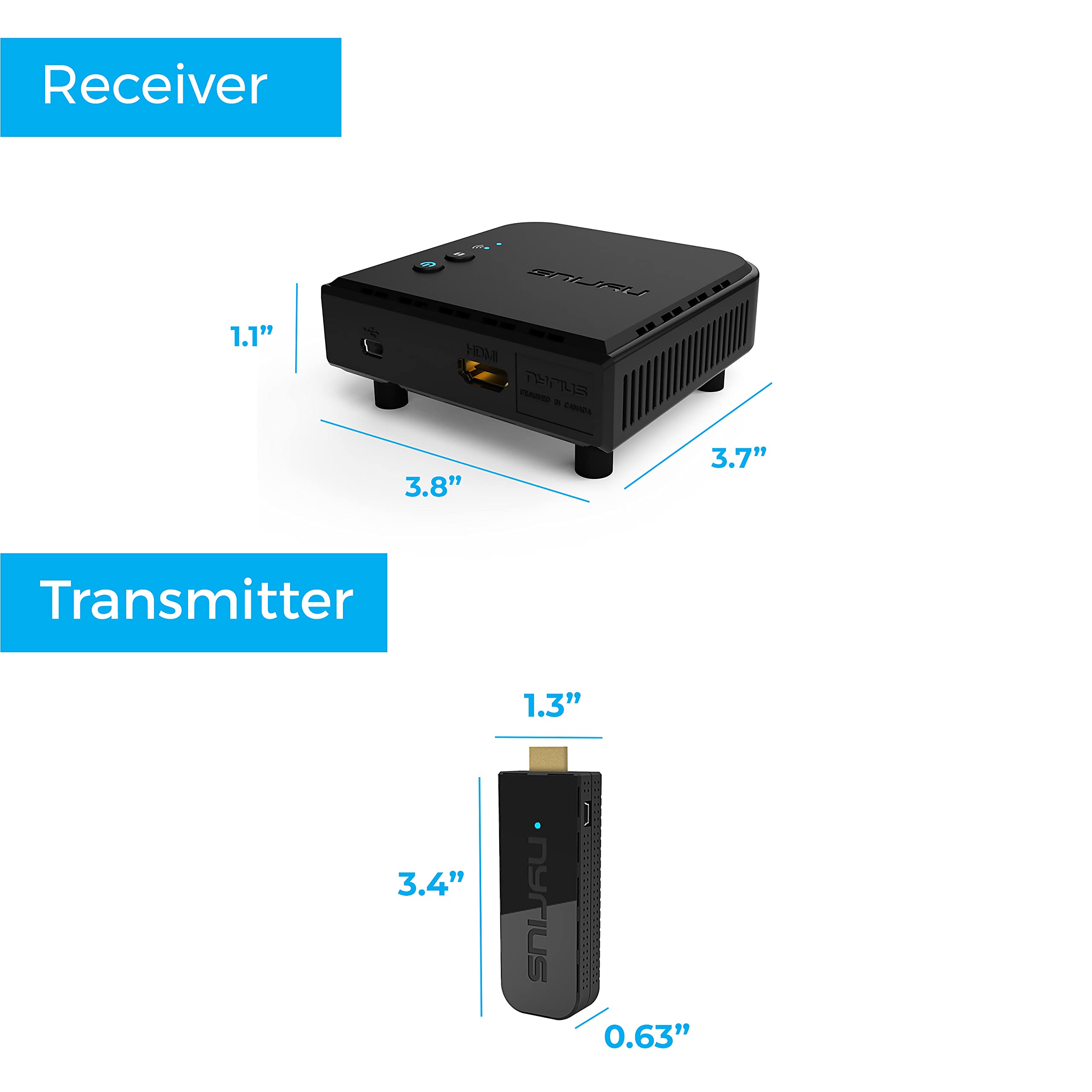 Aries Pro+ Wireless HDMI Video Transmitter & Receiver - 1080p Full HD Streaming up to 165ft for Laptop, PC, Cable Box, Game Console, DSLR Camera (NPCS650) with Micro HDMI to HDMI Adapter - Perfect for Home Theater, Gaming & Live Streaming Setups