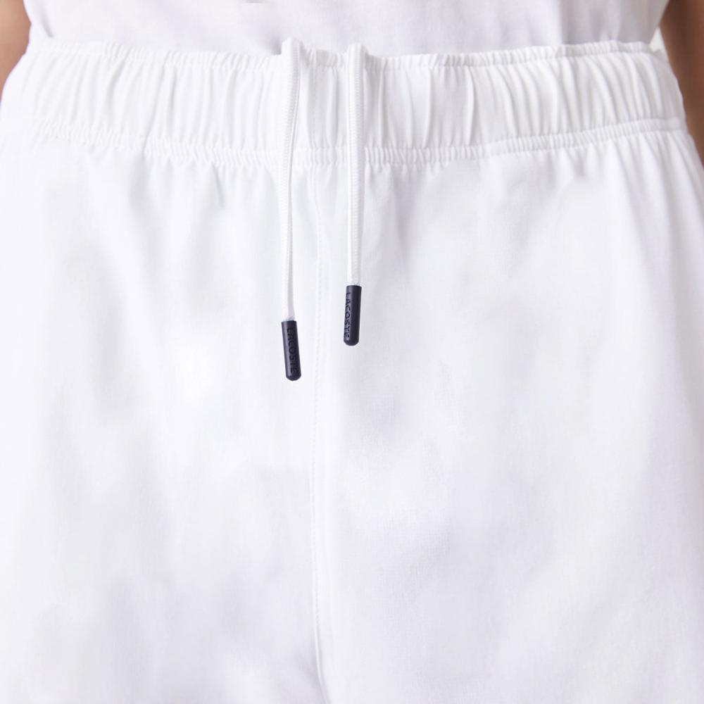 Lacoste Men's Ultra Light Comfortable Shorts - White & Navy Blue - Breathable Quick-Dry Casual & Athletic Shorts for Golf, Tennis, and Summer Outdoor Activities