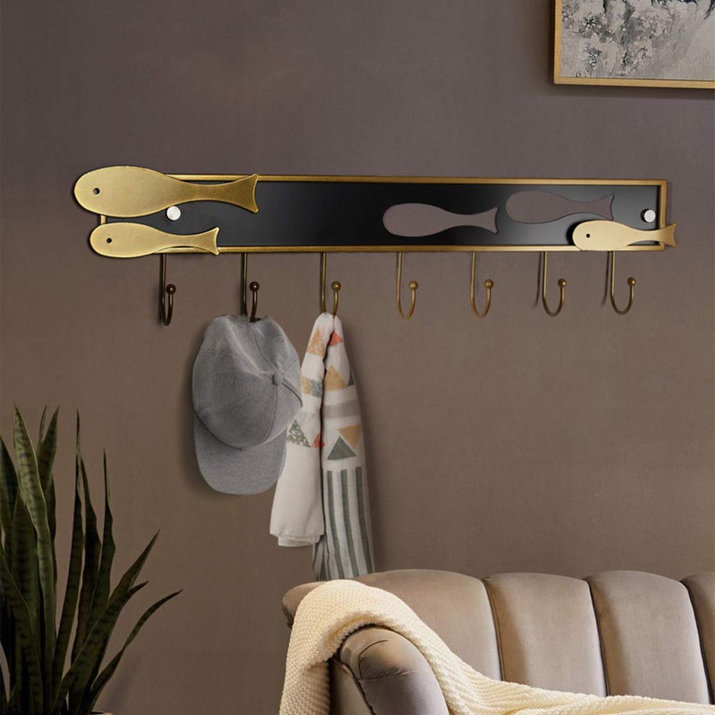 Stylish Wall-Mounted Coat Rack Organizer - Goldfish Design Metal Hooks for Jackets, Hats & Umbrellas (3/7 Hooks) - Space-Saving Entryway Storage Solution for Home, Office & Dorm Decor