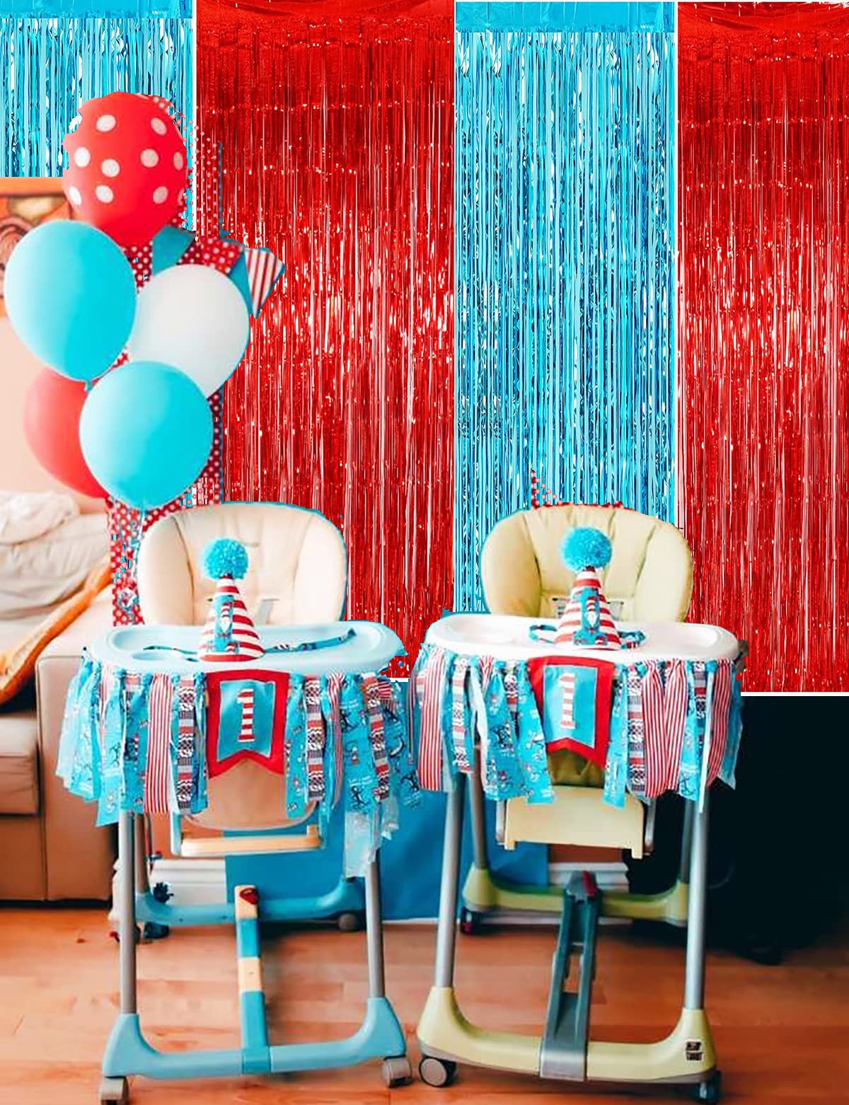 Dr. Seuss Thing 1 & Thing 2 Party Balloons - Red & Blue Birthday Decorations | Cat in The Hat Baby Shower & Birthday Party Supplies | Perfect for Dr. Seuss Themed Parties, Classroom Celebrations & Baby Showers