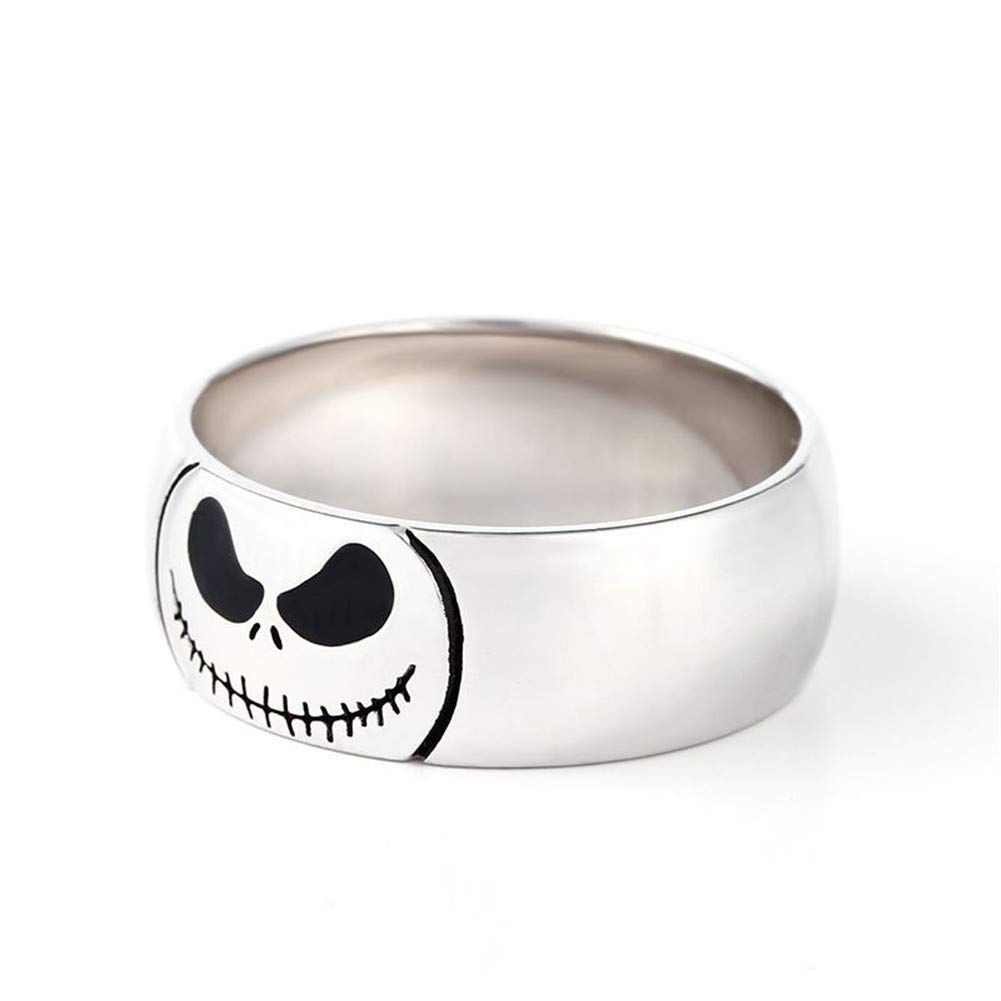 Jeulia 925 Sterling Silver Jack Skellington & Sally Halloween Couple Rings Set for Women & Men - Gothic Promise, Anniversary Band Jewelry with Gift Box - Perfect for Halloween, Cosplay, and Unique Couple Gifts