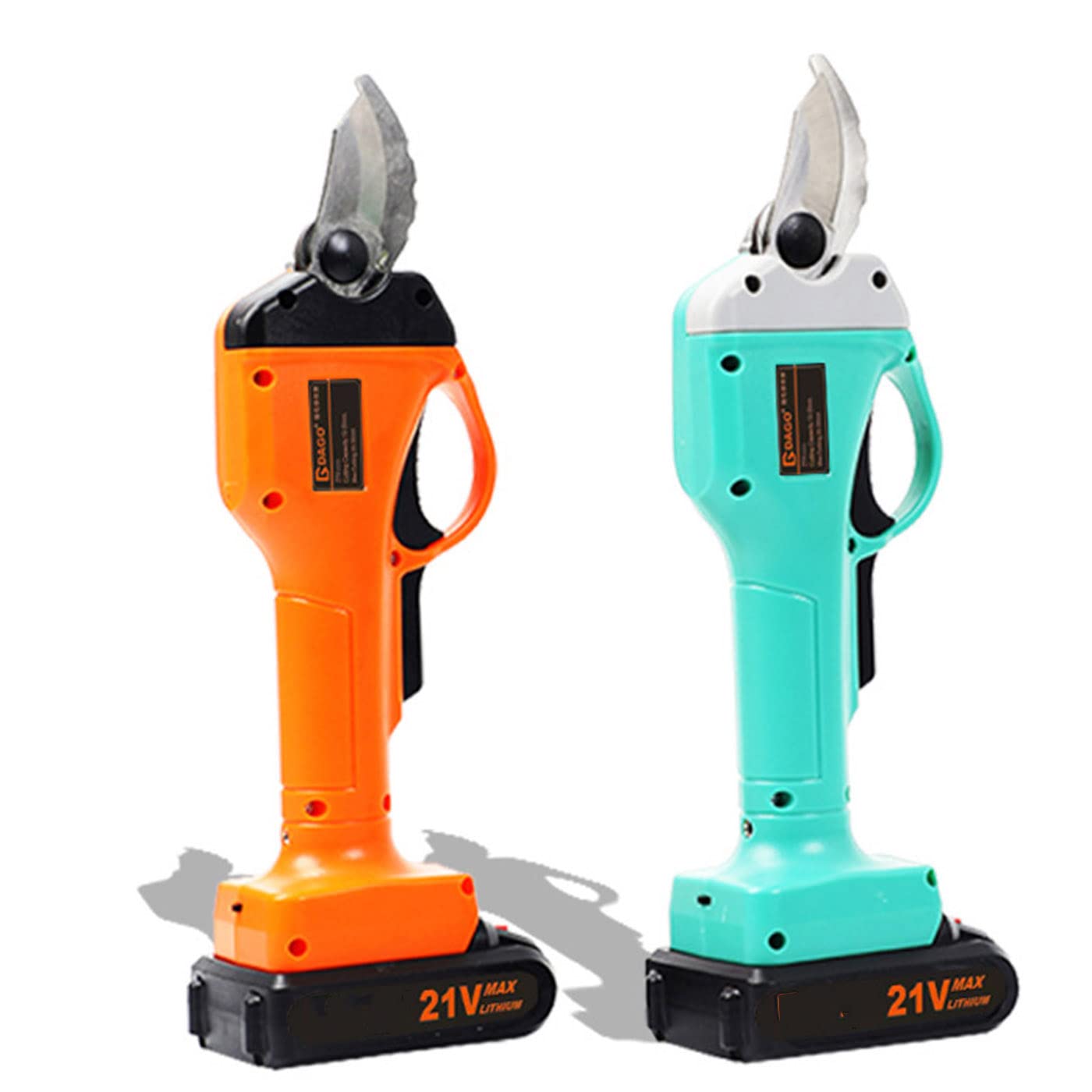 **Rechargeable Lithium Electric Pruning Shears - Multi-Purpose Garden & Fruit Tree Trimmer with Comfortable Non-Slip Grip (Orange/Green) - Perfect for Orchard, Vineyard & Home Gardening**