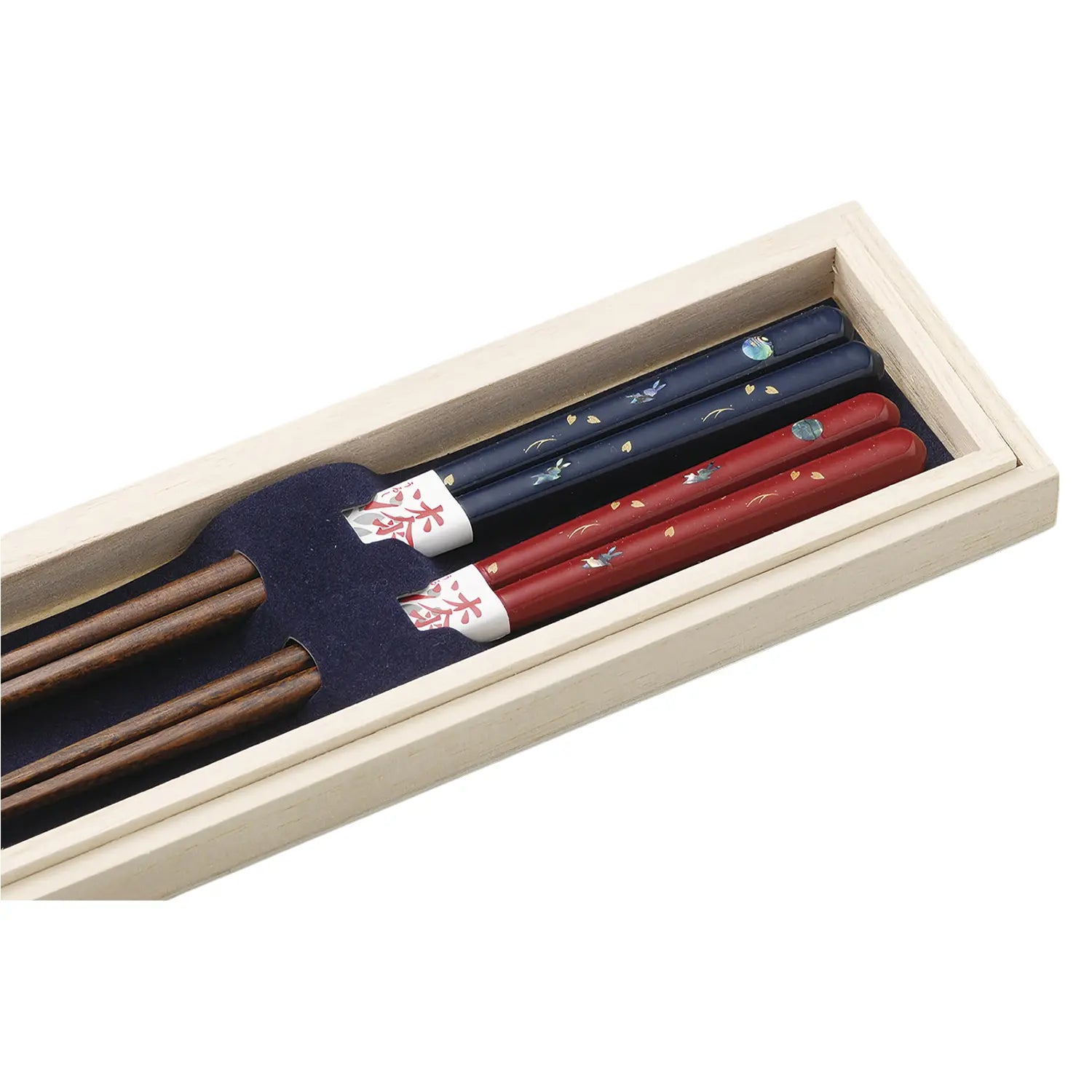 Handcrafted Echizen Shikki Makie Wooden Couple Chopsticks - Sakura on the Moon Design - Japanese Lacquerware for Romantic Dinners & Anniversary Gifts