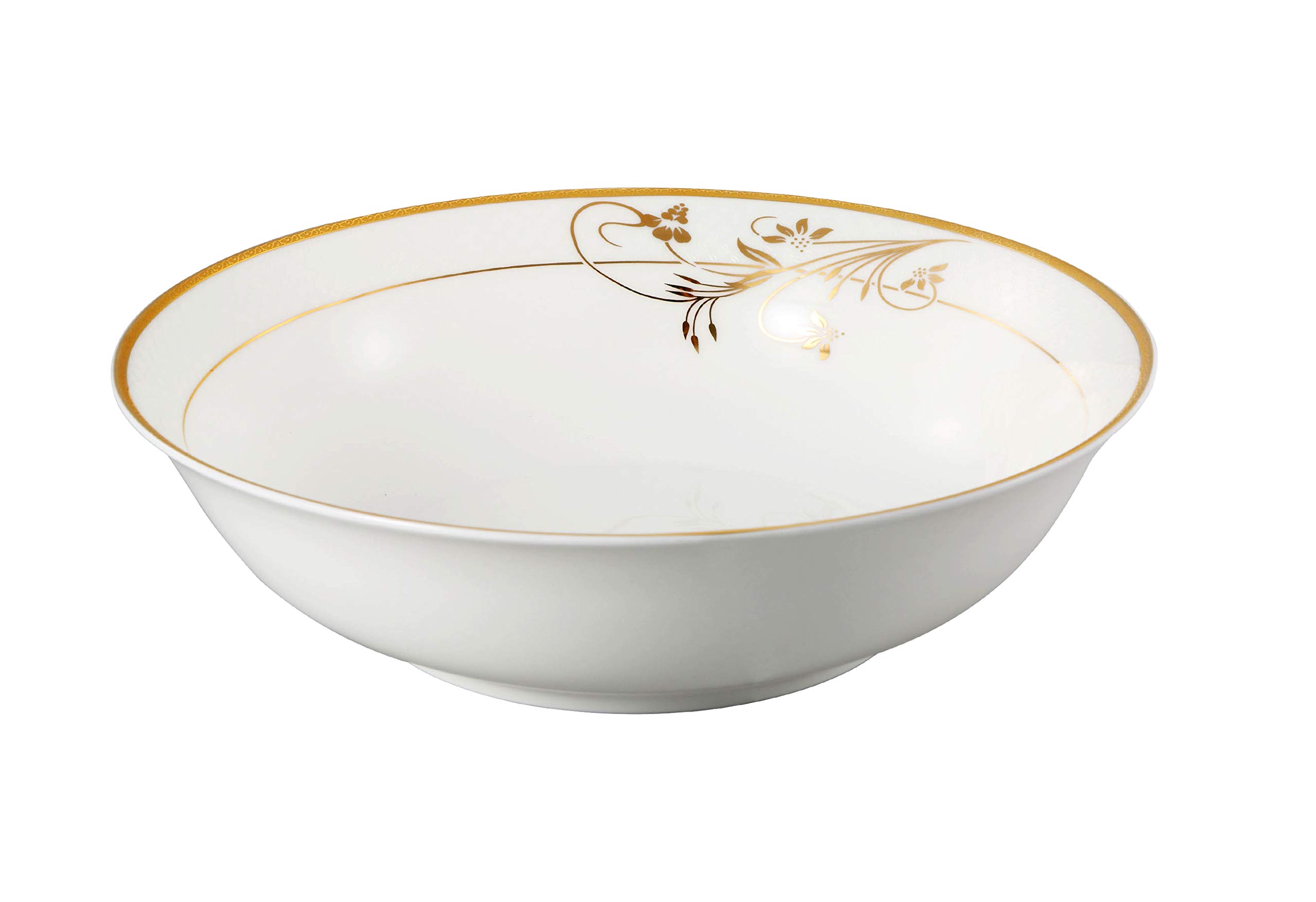 Lorren Home Trends La Luna 57-Piece Bone China Dinnerware Set with 24K Gold Floral Design - Service for 8 - Elegant Table Setting for Formal Dinners, Weddings & Special Occasions