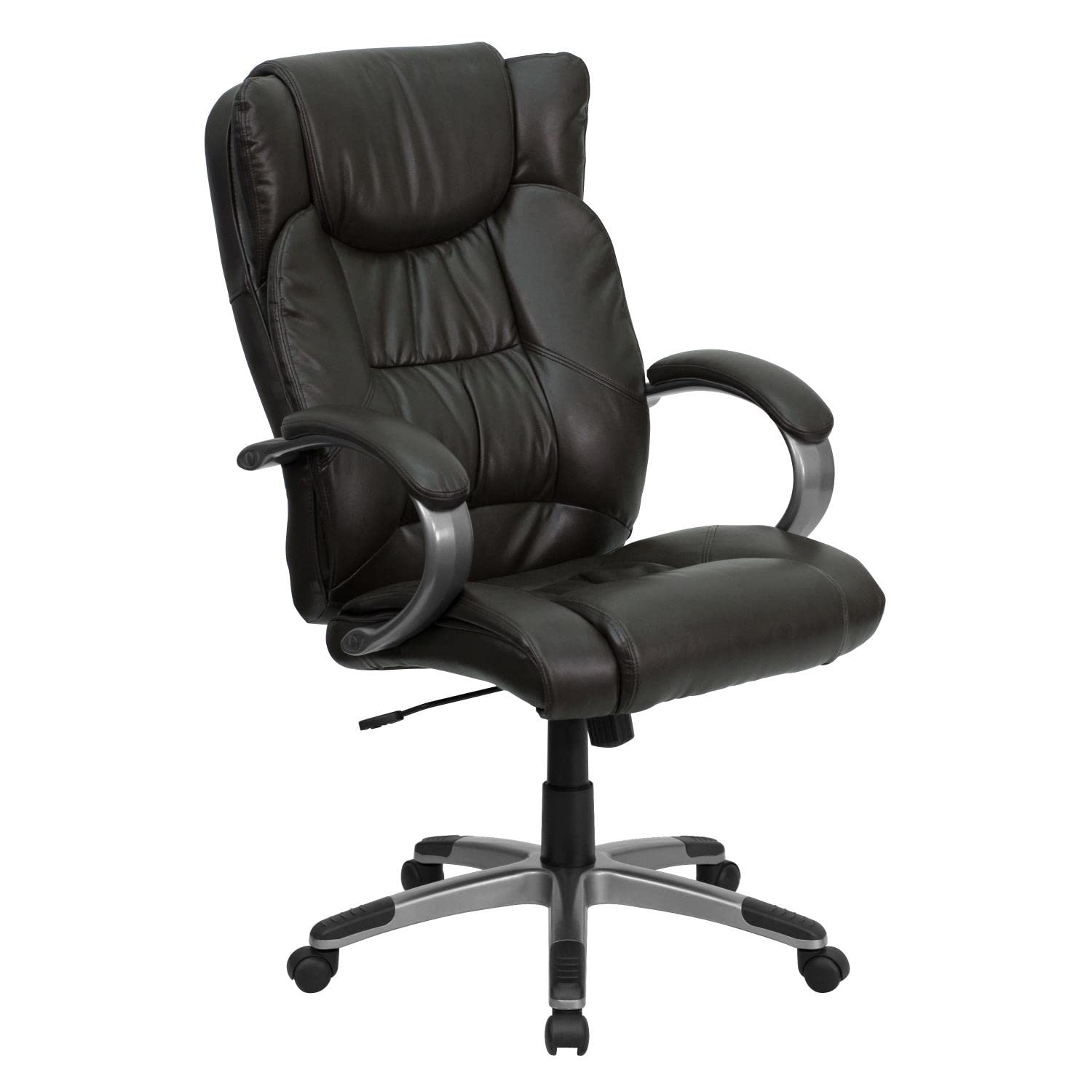 Flash Furniture High Back Espresso Brown LeatherSoft Executive Swivel Office Chair with Titanium Nylon Base and Loop Arms - Ergonomic Desk Chair for Home Office, Conference Room & Executive Workspace