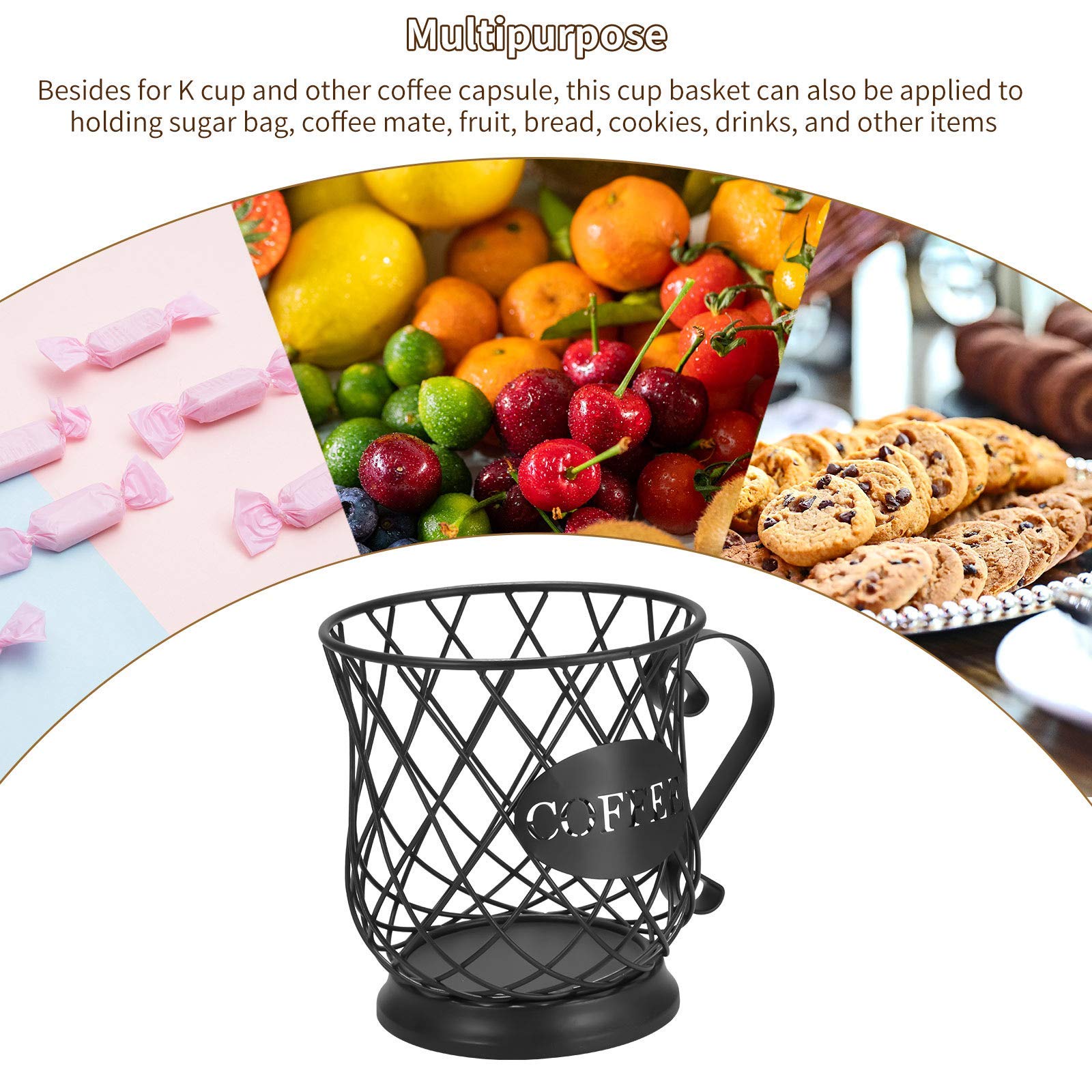 **Black Coffee Pod Holder & Mug Cup Organizer - Coffee Capsule Storage Basket for Keurig, Nespresso - Perfect for Home, Cafe, Hotel & Office Use**