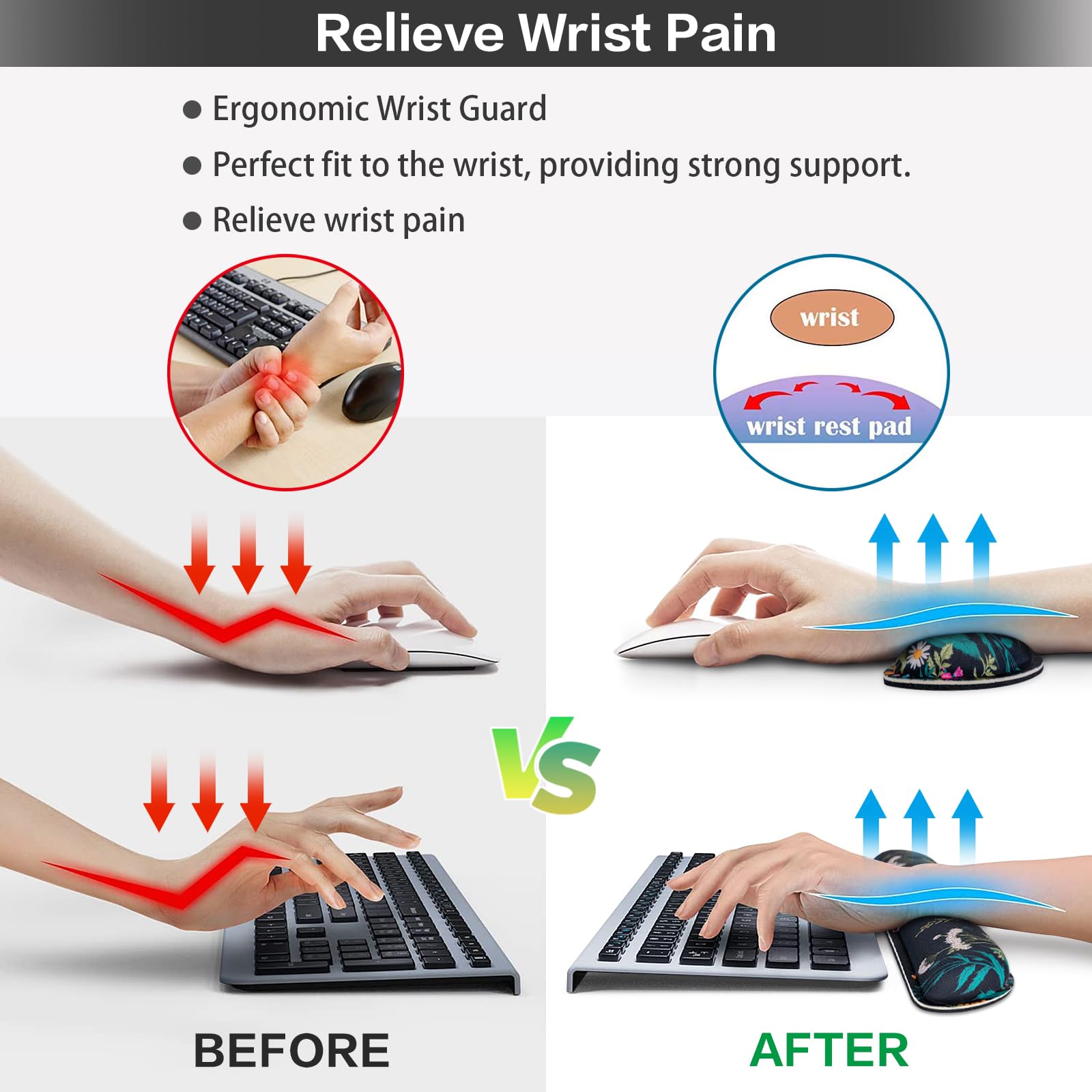 QOMOLAMA Ergonomic 4-in-1 Mouse Pad Set with Wrist Rest - Large Gaming Mouse Pad, Keyboard Wrist Support, Memory Foam Desk Mat & Cup Holder - Anti-Slip Office & Home Computer Accessories (35.4×15.7in) - Perfect for PC Gaming, Typing & Workstation Comfort