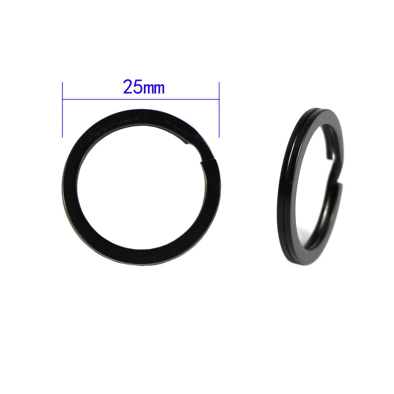 UOOOM 20-Pack Black Metal Key Rings - 25mm Flat Split Ring Keychain Holders for Keys, Lanyards & DIY Crafts | Durable Key Organizer for Home, Office, Travel & Gift Giving