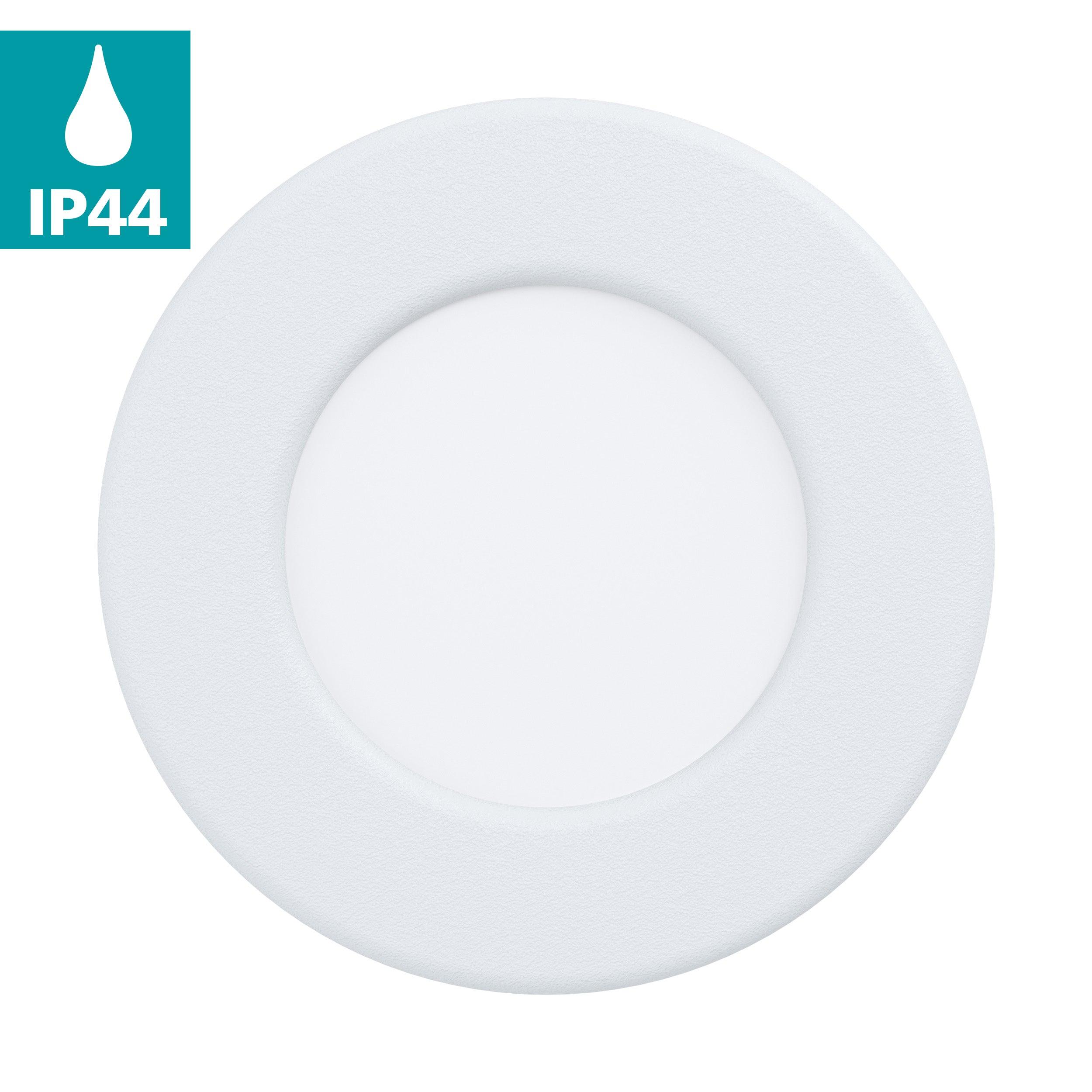 Eglo Fueva 5 White LED Recessed Downlight - 8.6cm (3.4 Inch) Dimmable Ceiling Light - Cool White 4000K - Energy Saving Indoor Lighting for Kitchen, Bathroom, Hallway & Living Room