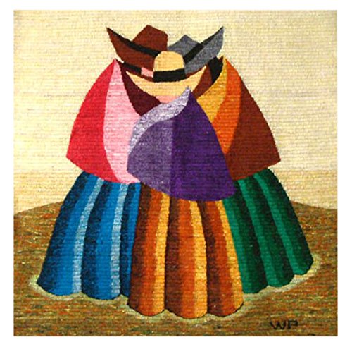 Handwoven Wool Decorative Tapestry Wall Hanging - 'Women from The Countryside' Multicolor Folk Art - Perfect for Bohemian Home Decor & Living Room Wall Art