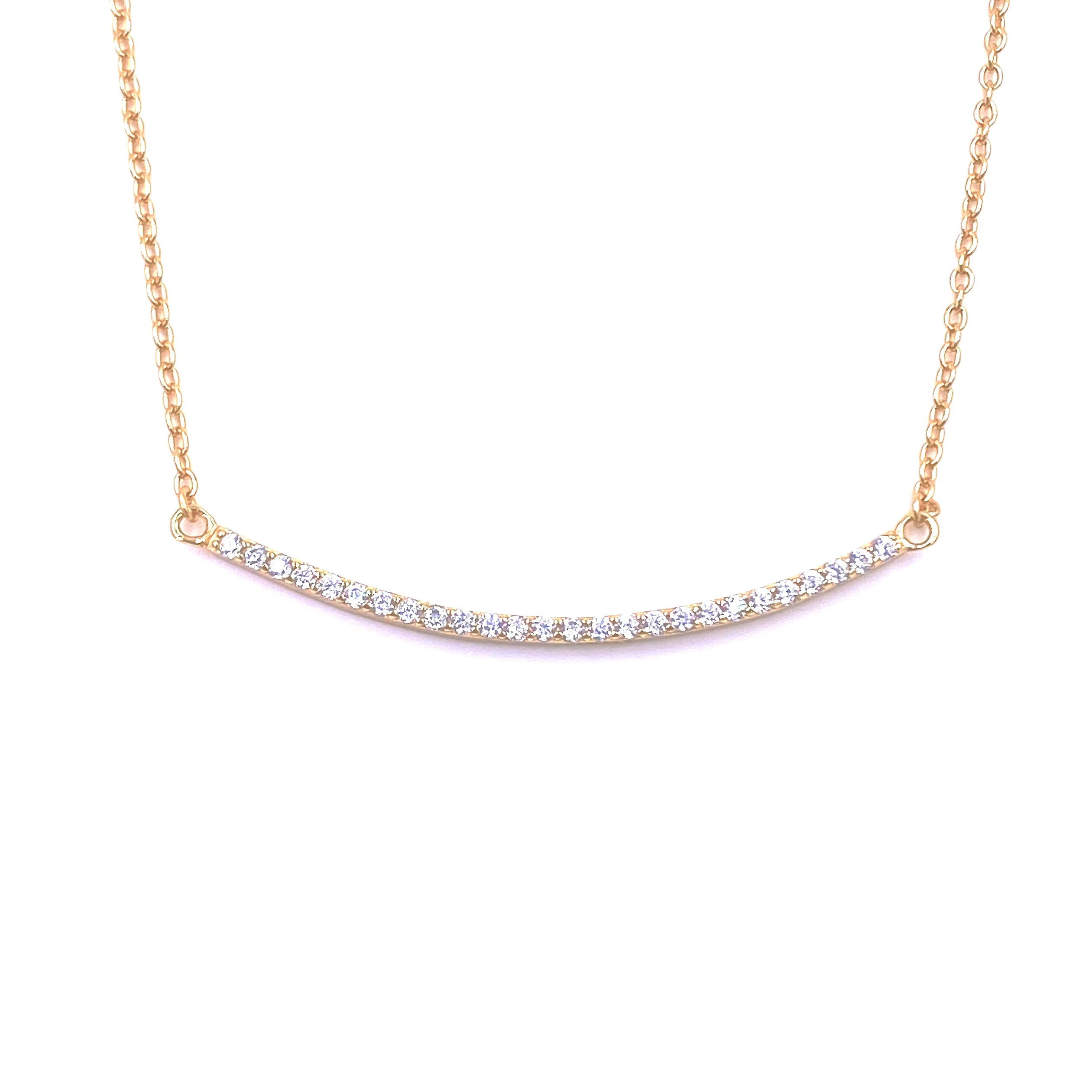 Ashley Gold Sterling Silver Curved CZ Bar Necklace for Women - Elegant Layering Jewelry for Date Night & Special Occasions