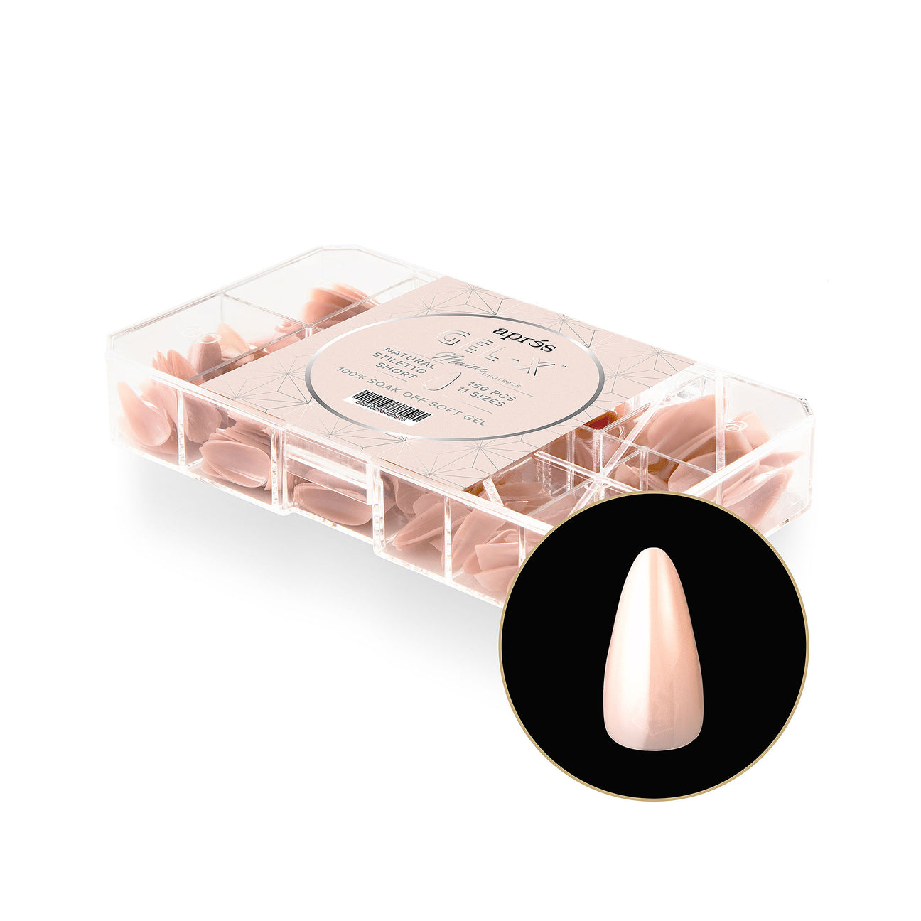 Apres Gel X Nail Tips - Maisie Stiletto Short (150 Pcs) | Neutral Nail Extensions for Salon & DIY Manicures | Perfect for Everyday Wear & Special Occasions
