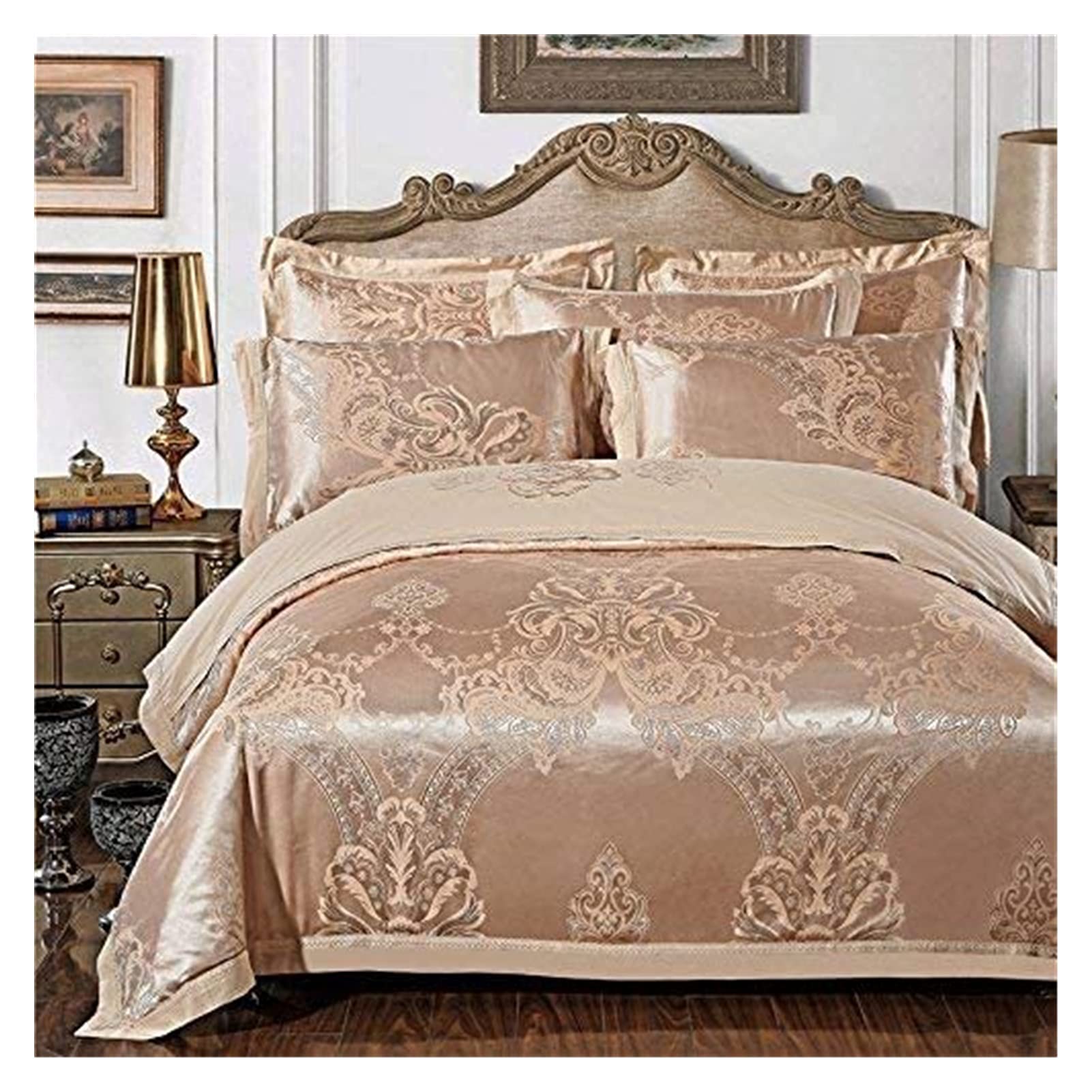 Luxury Ultra Soft Duvet Cover Set - Super King Size 4-Piece Cotton Satin Jacquard Bedding with Tencel Embroidery & Hidden Zipper - Premium Hotel Quality for Master Bedroom, Guest Room, and Luxury Home Decor