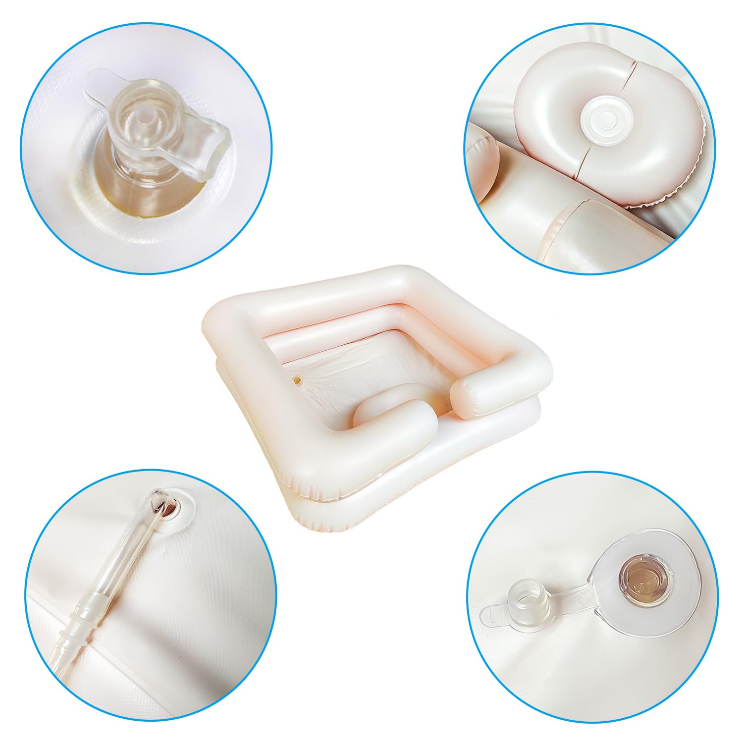 Portable Hair Washing Basin for Bedridden & Disabled - Adjustable Shampoo Bowl with Pillow Support (5-Piece Set) - Ideal for Home Care, Nursing Homes & Post-Surgery Recovery