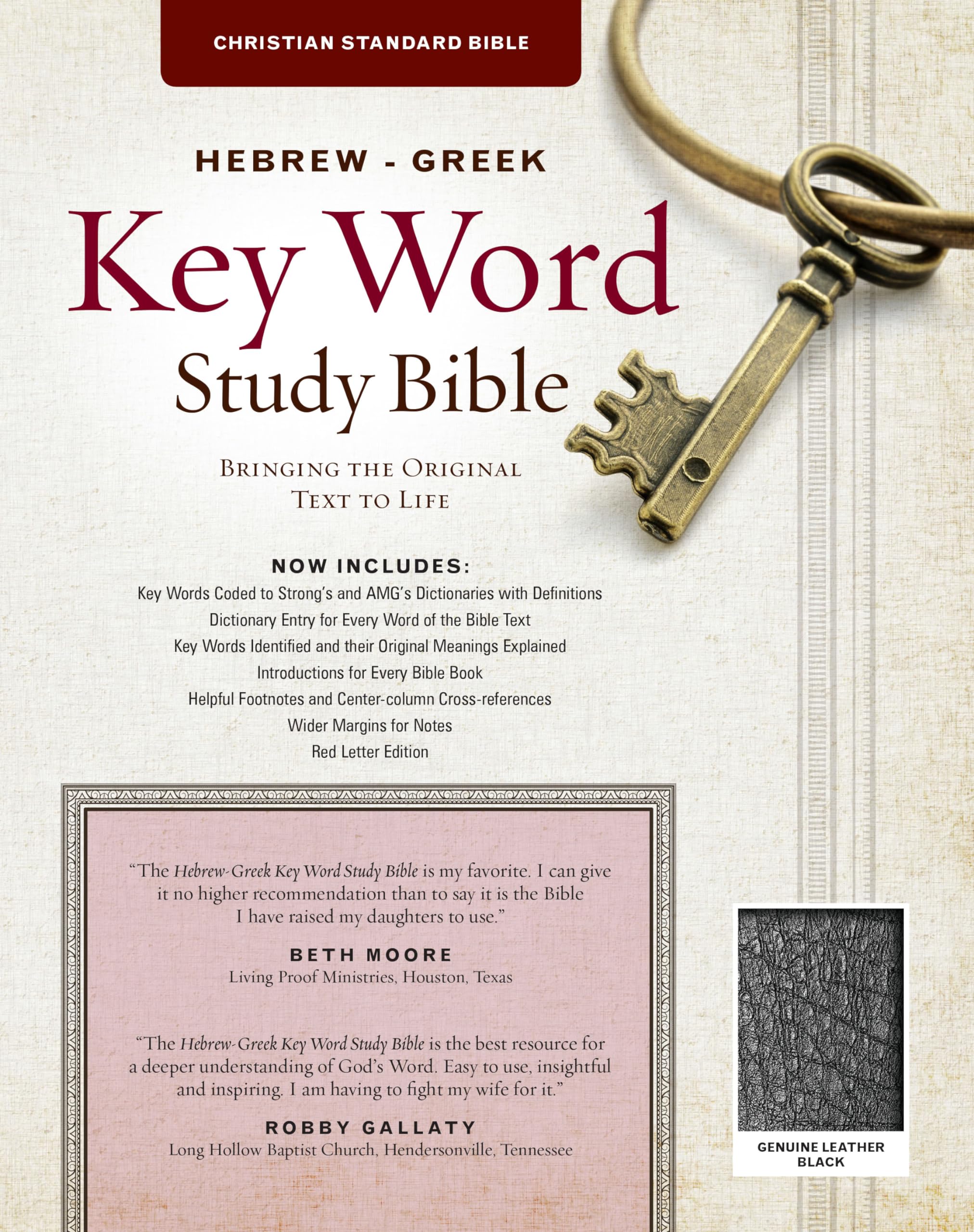 CSB Hebrew-Greek Key Word Study Bible - Black Genuine Leather | Biblical Language Reference for In-Depth Scripture Study | Perfect for Pastors, Students & Bible Scholars