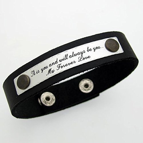 Custom Engraved Leather Bracelet for Men - Personalized Mens Jewelry Gift for Anniversary, Groomsmen & Special Occasions - Stylish Leather Wristband for Everyday Wear & Formal Events