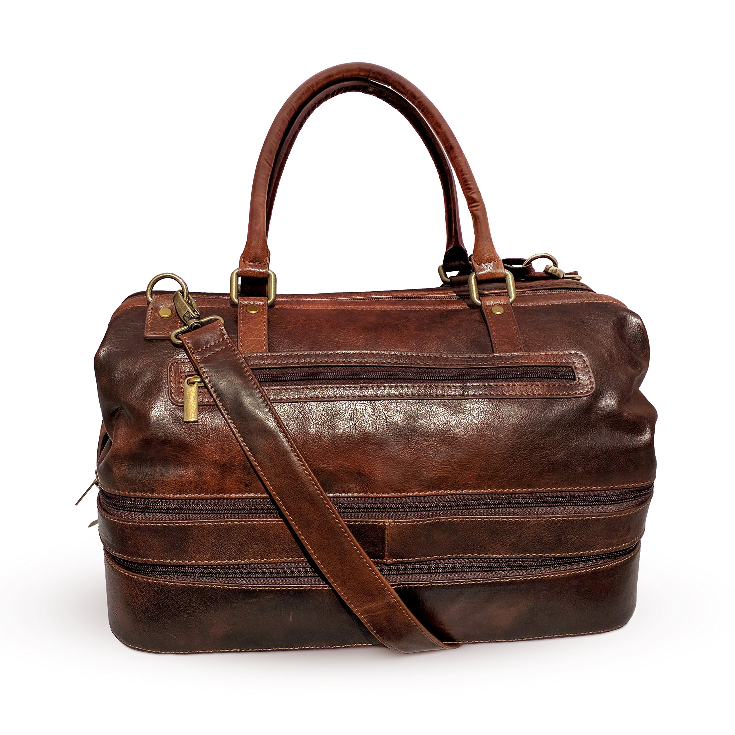 Premium Leather Duffle Bag for Travel & Adventure - Spacious Weekender Luggage with Shoe Compartment | Perfect for Gym, Weekend Getaways & Business Trips