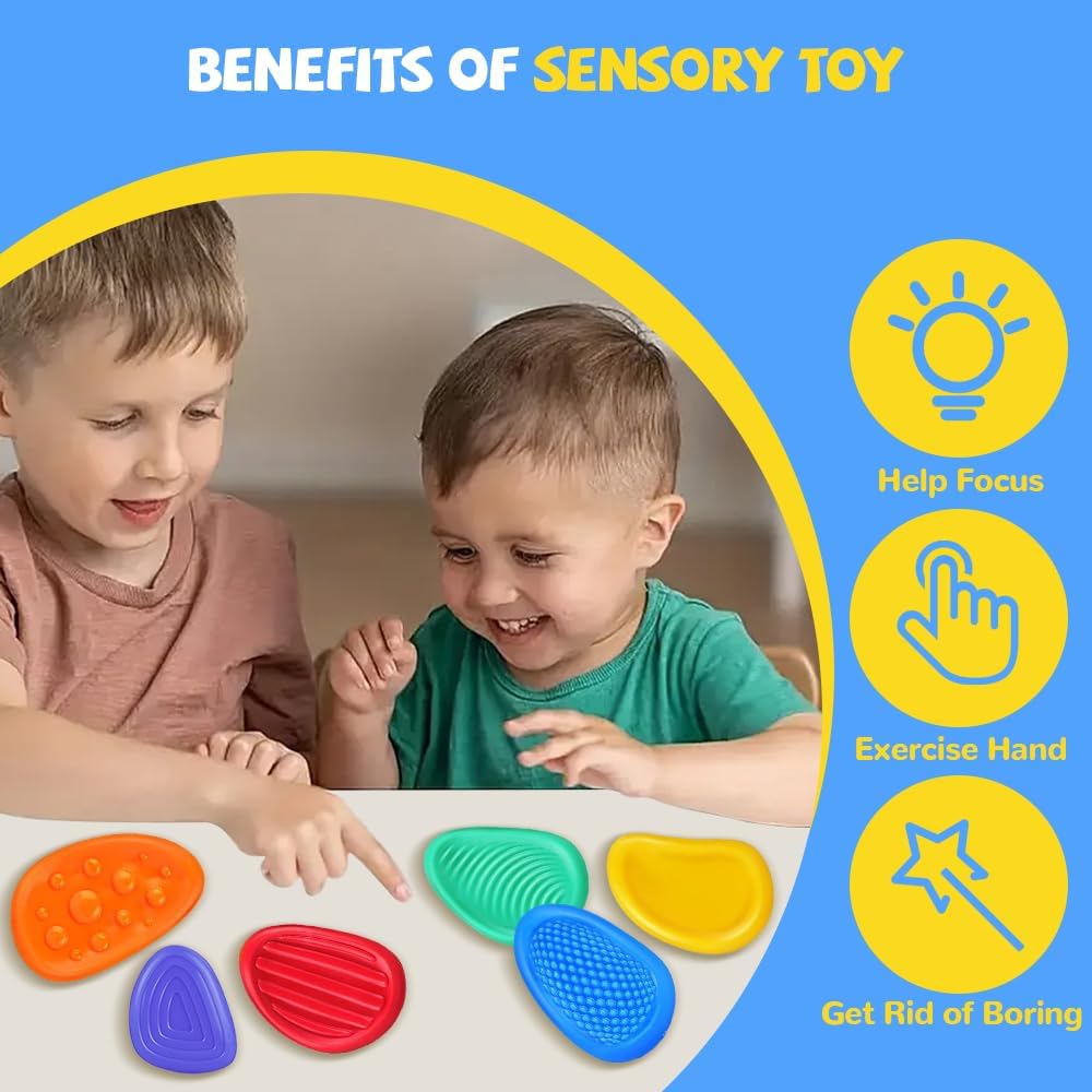 **2024 New Sensory Fidget Toys for Kids & Adults - Soft Textured Worry Stones for Anxiety Relief, Stress & Calming - Silent Fidget Toys for Teens, Classrooms, Office & Travel (2-Pack)**