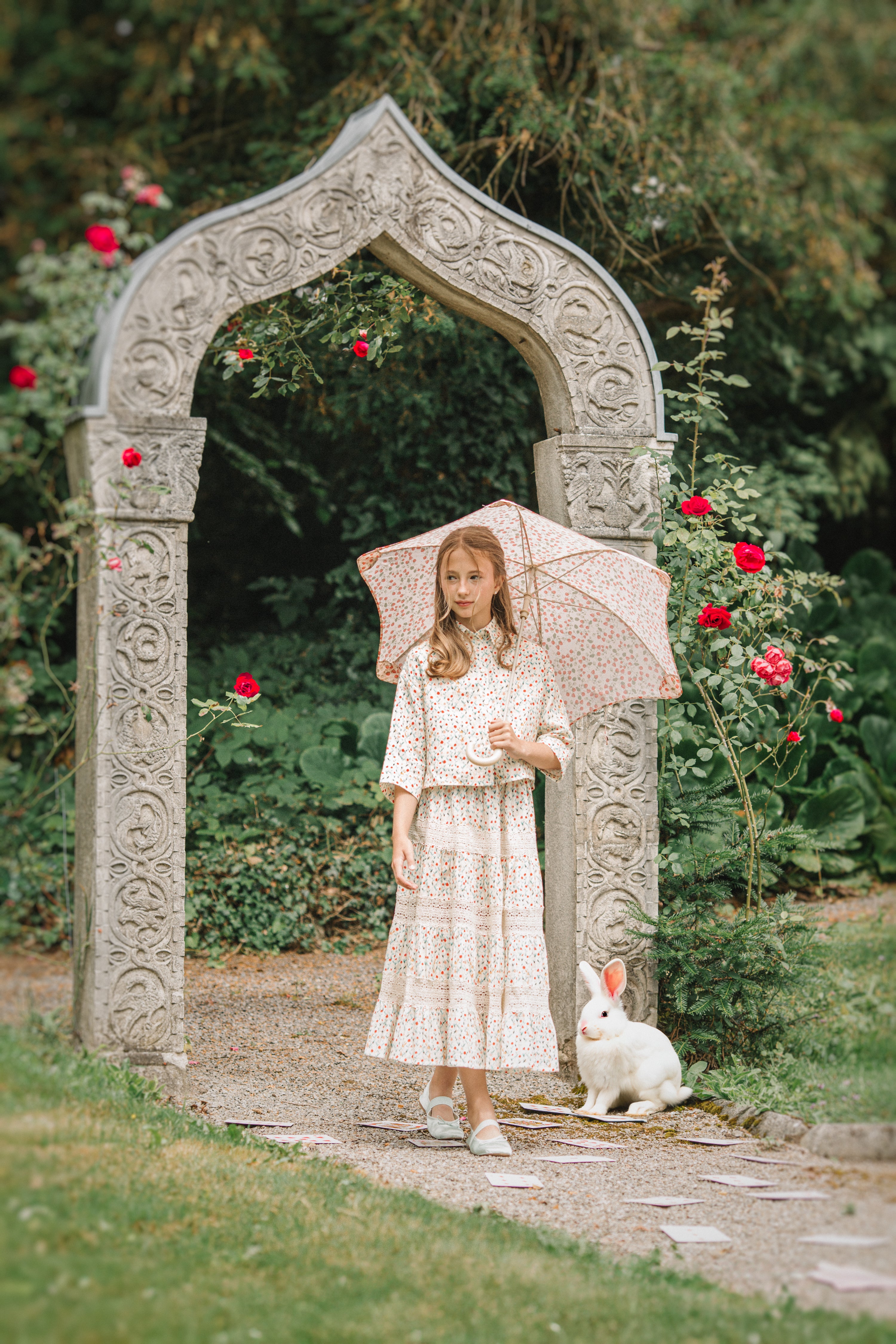 Atelier Parsmei Imogene Poppy Garden Skirt - Floral Print A-Line Skirt for Women | Perfect for Spring, Summer, and Garden Parties