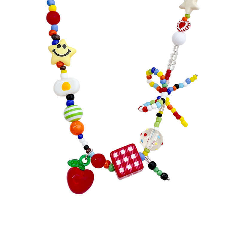 Vibrant 90s Y2K Carnival Mushroom Beaded Choker Necklace | BZ195 | Perfect for Rave, Festival, and Retro Outfits
