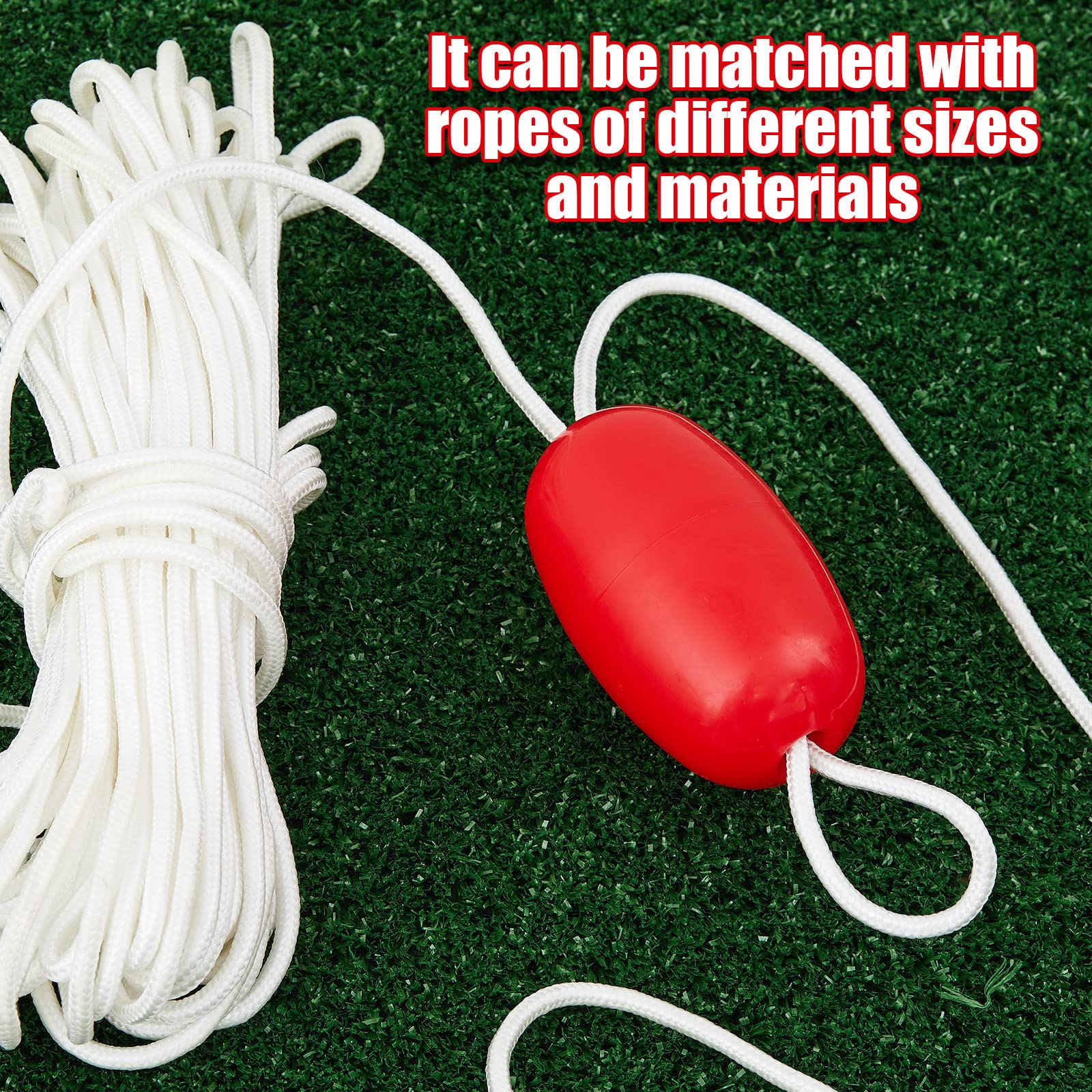 Lewtemi Marine Buoy Floats with Rope - 4.72'' x 2.75'', 3/5'' Hole - Deep Water Fishing Marker Buoys for Boats, Kayaking, Crabbing & Dock Pool Use - Bulk Pack for Swimming & Water Activities
