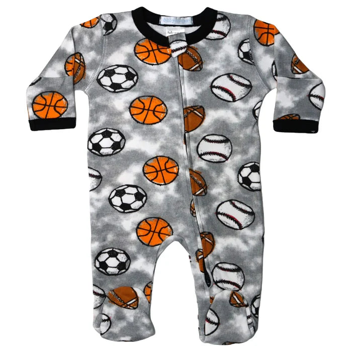 Baby Steps Footie Pajamas - Soft Cotton Infant Sleepwear with Non-Slip Soles | Cozy & Comfortable for Boys & Girls | Perfect for Nursery, Bedtime & Playtime (Chalk Sports Coal Color)