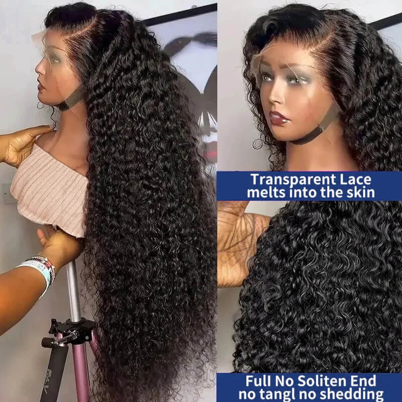 Eullair Stunning Wet Look Water Wave HD Lace Front Wig - Natural Black Human Hair Wig for Women | Low Maintenance, Heat Resistant Synthetic Wig for Daily Wear & Cosplay