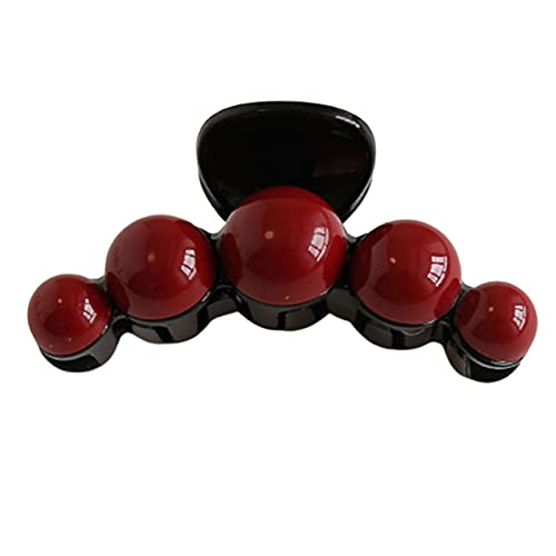 Elegant Non-Slip Cherry & Faux Pearl Hair Claw Clip - Christmas Gift Hair Accessory for Women, Hair Styling Headwear (Red, 3-Pack) | Perfect for Parties, Weddings & Everyday Hairstyles