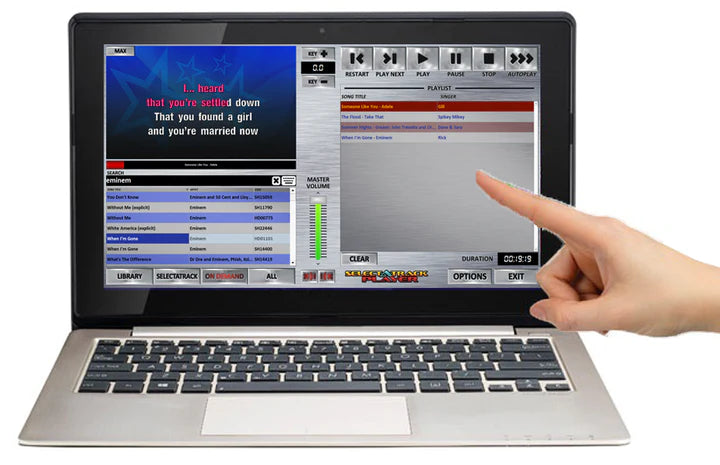 Selectatrack Player - Portable Touchscreen Karaoke System with Wireless Microphones for Home Parties & Professional Use | Perfect for Birthday Celebrations, Family Gatherings & Entertainment Events