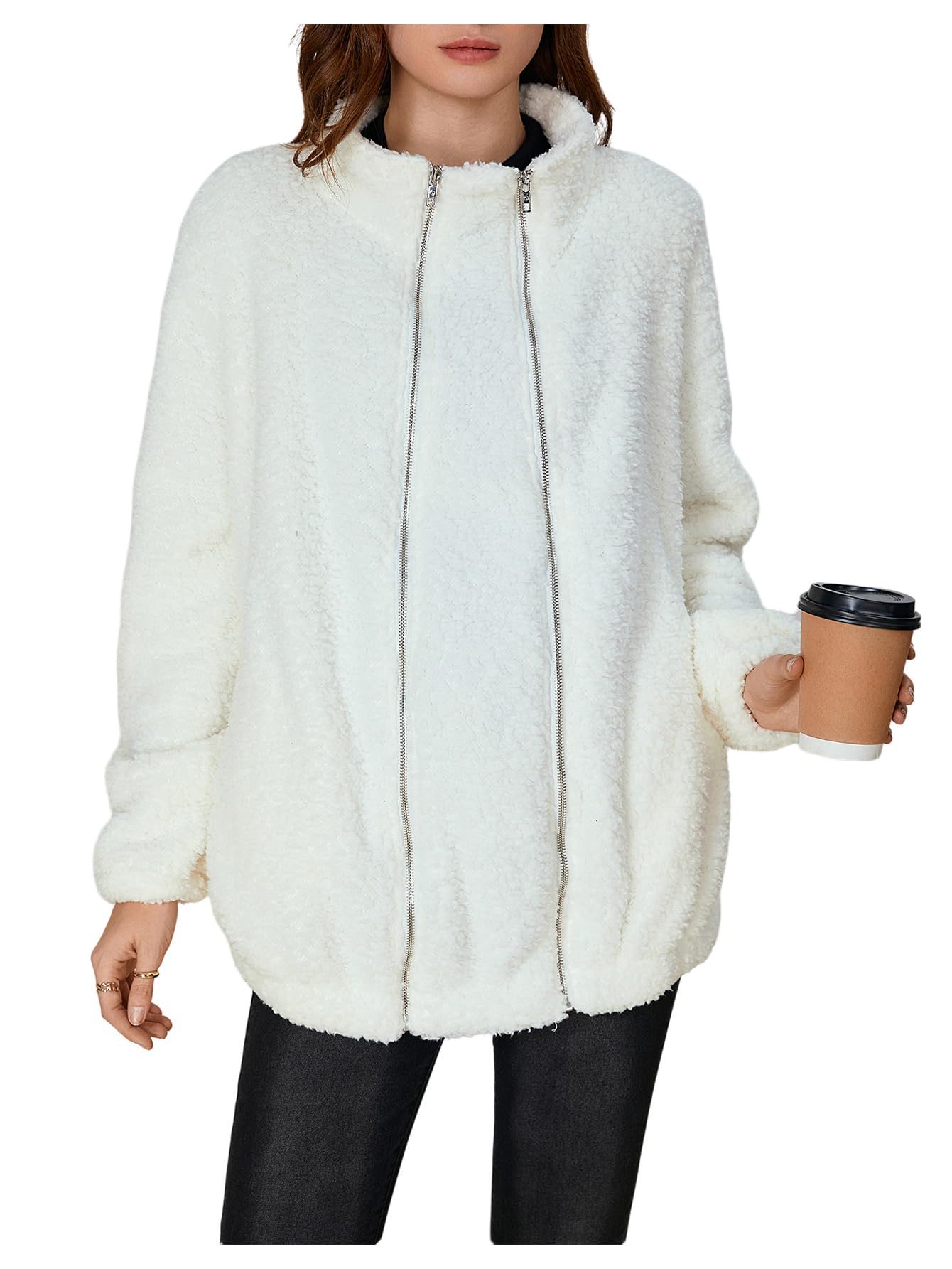 SOLY HUX Women's Maternity Winter Coat - Fleece Lined Zip Up Jacket for Pregnant Women | Pregnancy Coat Extender | Warm & Comfortable for Outdoor Activities & Daily Wear