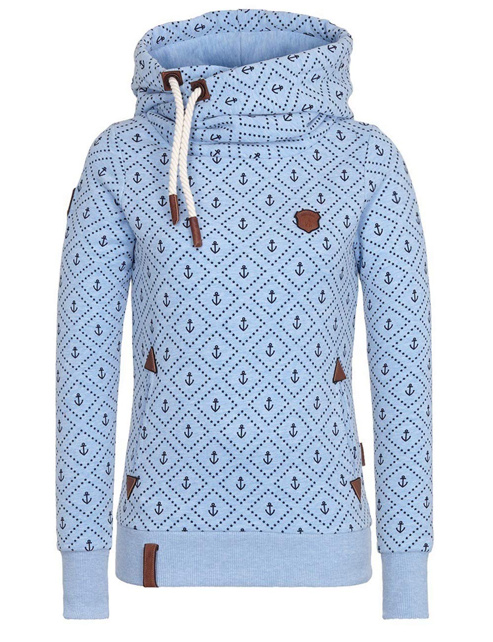 Sexyshine Women's Long Sleeve Striped Color Block Hoodie - Funnel Neck Pullover Sweatshirt for Casual Wear, Fall Fashion & Outdoor Activities