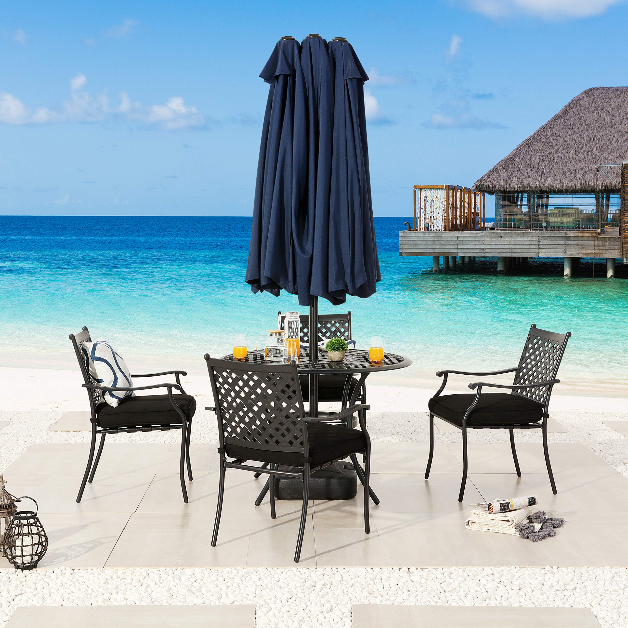 LOKATSE HOME 15ft Double-Sided Rectangular Patio Umbrella with Crank - Large Outdoor Sun Shade for Deck, Poolside & Backyard - Blue | Perfect for Outdoor Dining, Lounging & Summer Relaxation