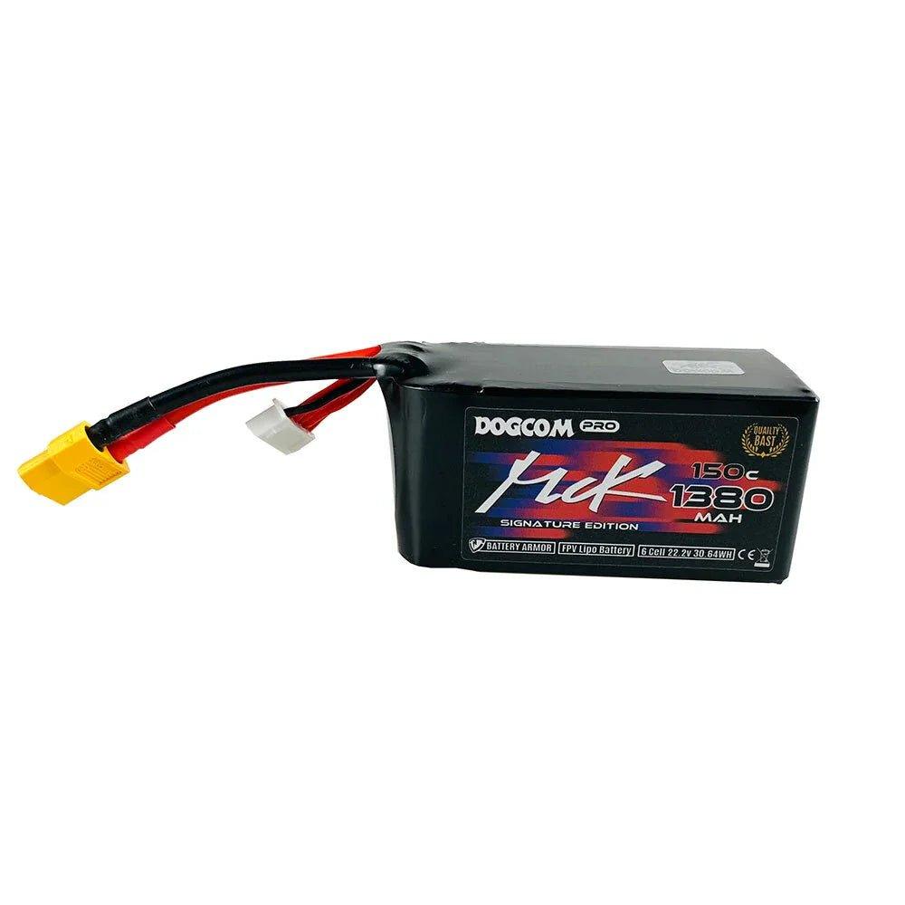 DOGCOM MCK 1380mAh 6S 22.2V 150C LiPo Battery for FPV Racing Drones - High Performance RC Drone Battery for Extreme Racing & Long Flight Time