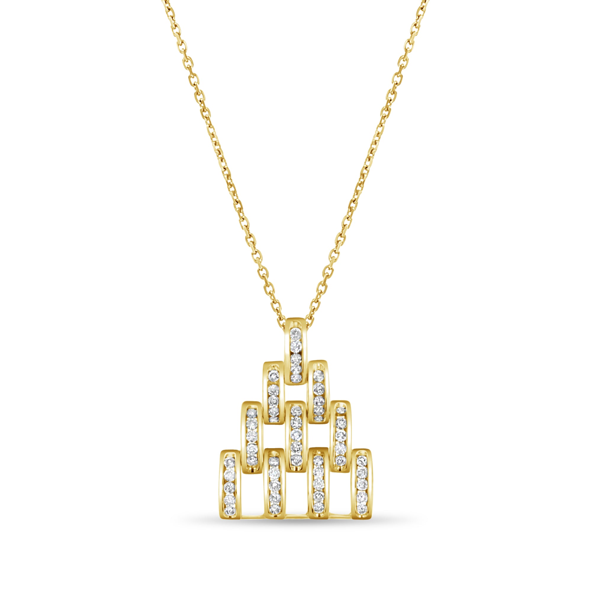 1.00cttw Pyramid Diamond Pendant in 14k White Gold or 14k Yellow Gold - Elegant Necklace for Women, Perfect for Anniversary, Birthday & Special Occasion Gifts