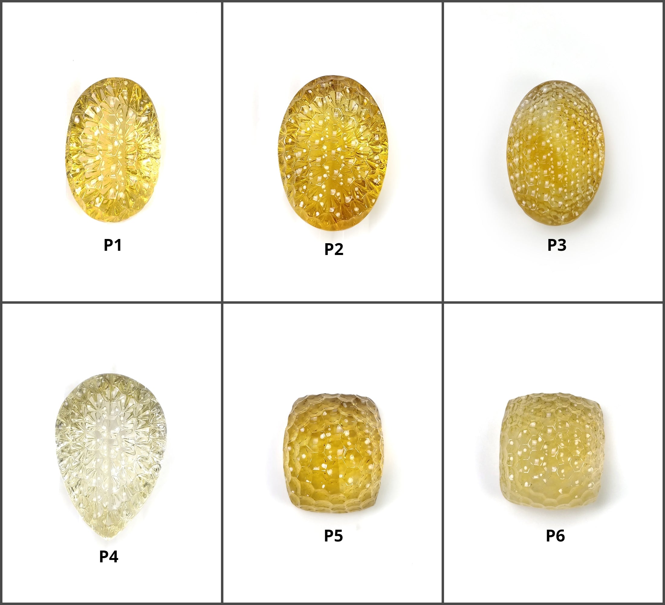 Natural Untreated Yellow Citrine Gemstone Carving - Oval & Pear Cushion Shape Hand Carved for Jewelry Making & Spiritual Healing | Perfect for Necklaces, Rings & Meditation