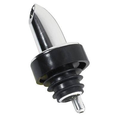 Winco Fast Flow Pourer with Black Collar - Premium Chrome Bar Pour Spout for Liquor Bottles - Perfect for Bartending, Home Bars & Cocktail Making