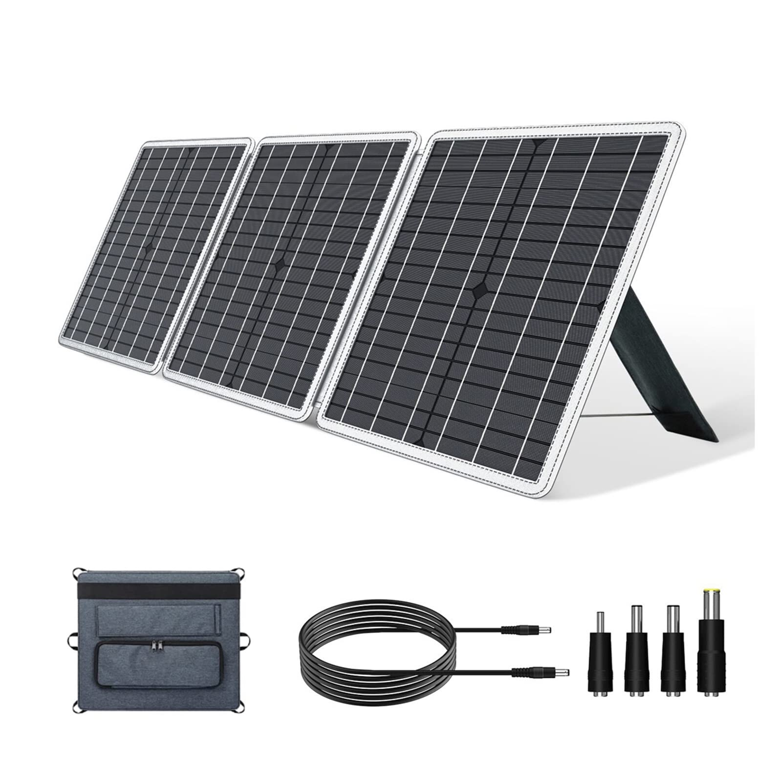 BOYIDAI 60W Foldable Solar Charger with 18V USB DC QC 3.0 Output - Portable Solar Panel for Power Stations, Cellphones, Camping, Hiking & Outdoor Travel (60W) - Ideal for Emergency Power & Off-Grid Adventures