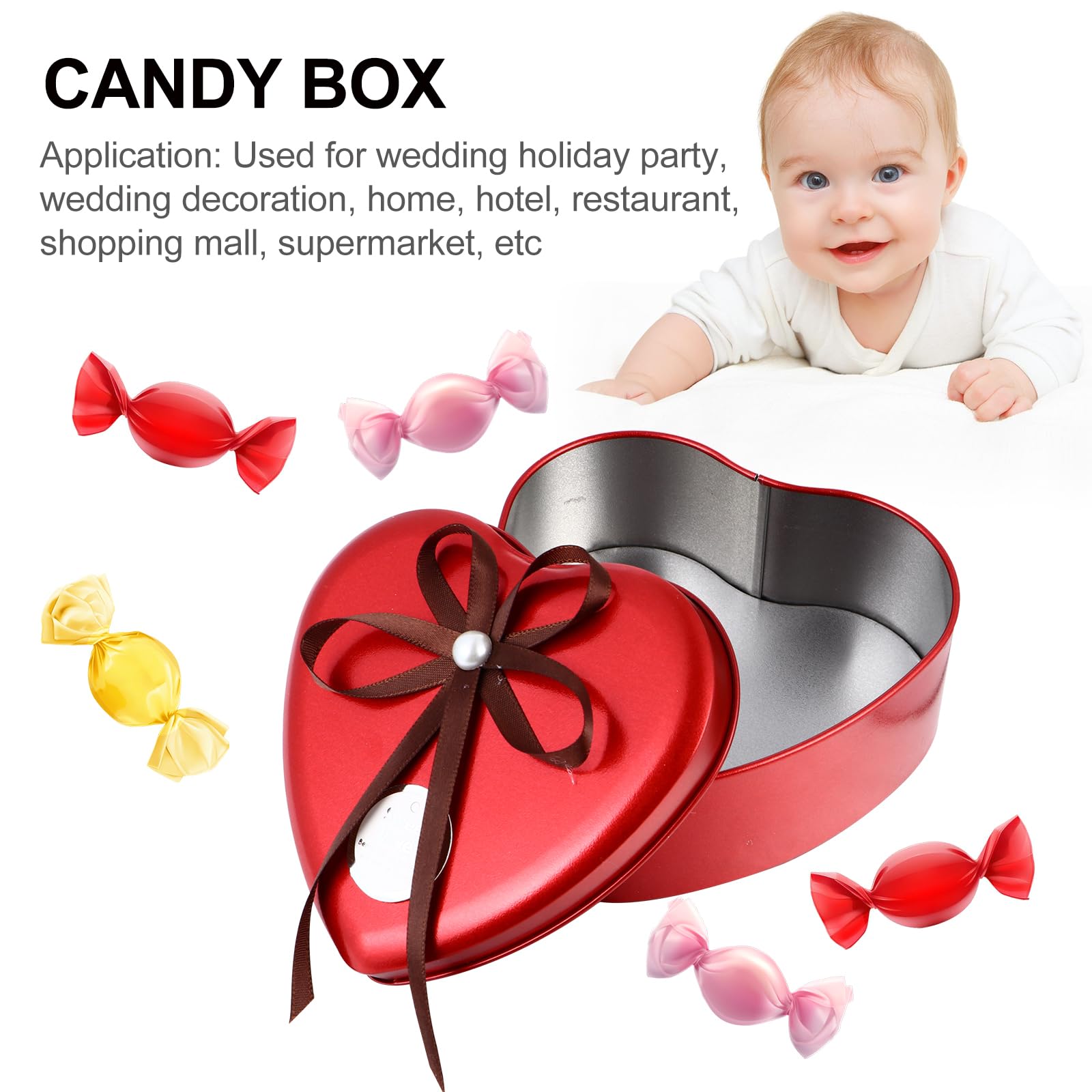 Heart-Shaped Tin Cookie Box with Lid - Small Metal Candy Storage Container for Gifts, Cookies & Treats - Perfect for Valentine's Day, Wedding Favors & Party Decor