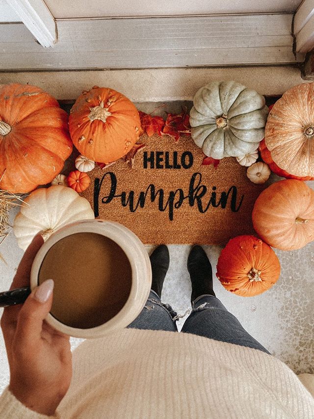 Hello Pumpkin Coir Doormat - Natural Coconut Fiber Welcome Mat for Front Door, Eco-Friendly & Durable - Perfect for Fall, Halloween, and Home Decor