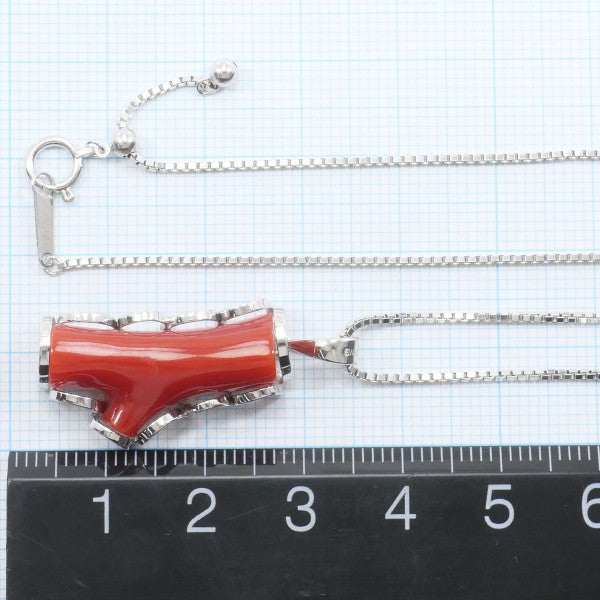 18K White Gold Coral Necklace for Women - Elegant Handmade Jewelry Gift for Anniversary, Birthday & Valentine's Day | Perfect for Beach Weddings, Summer Parties & Special Occasions