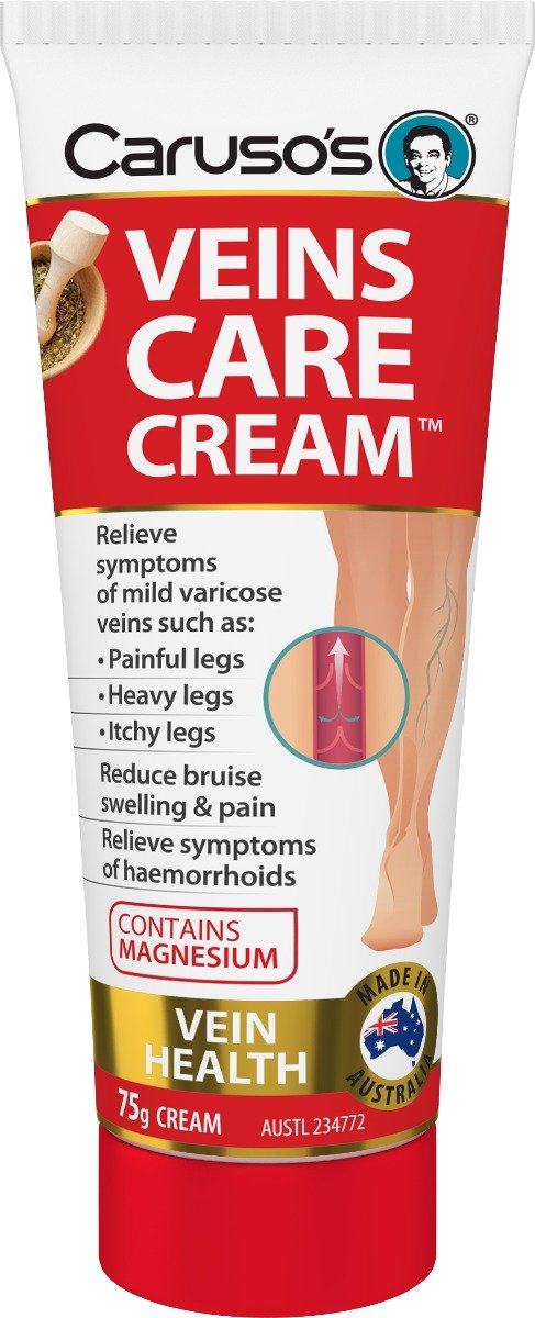 Caruso's Veins Care Cream - Varicose Vein Relief & Leg Circulation Support - Soothing & Fast-Acting Formula for Swollen, Achy Legs - Perfect for Daily Use at Home, Work, or Travel