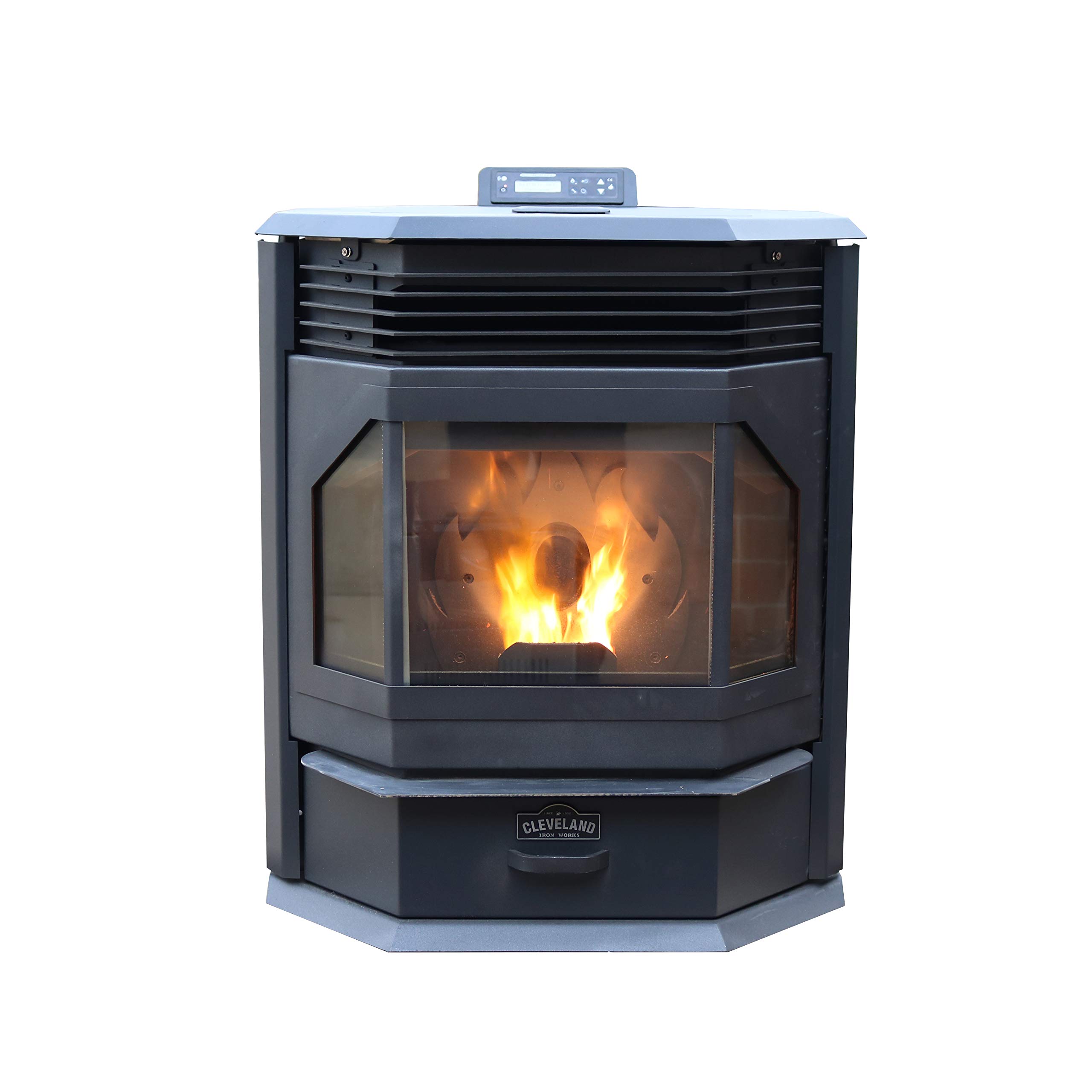 Cleveland Iron Works Bayfront Pellet Stove - 2500 Sq Ft Heating Capacity | Efficient & Eco-Friendly Home Heating Solution for Living Rooms, Cabins & Outdoor Spaces