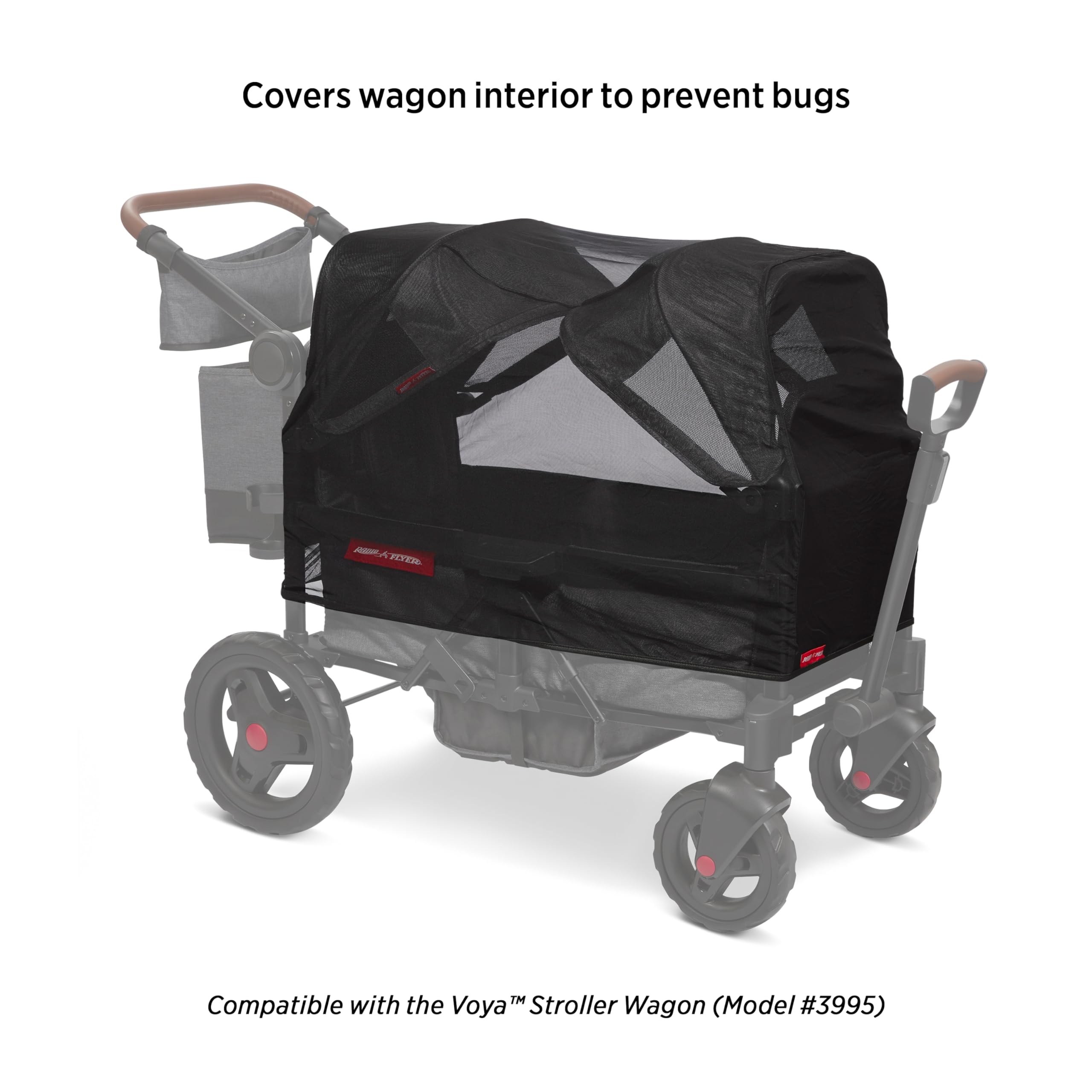 Radio Flyer Voya Stroller Wagon Mosquito Net Cover with Storage Bag - 2 Seater Bug Protection for Outdoor Adventures, Beach Trips & Park Visits