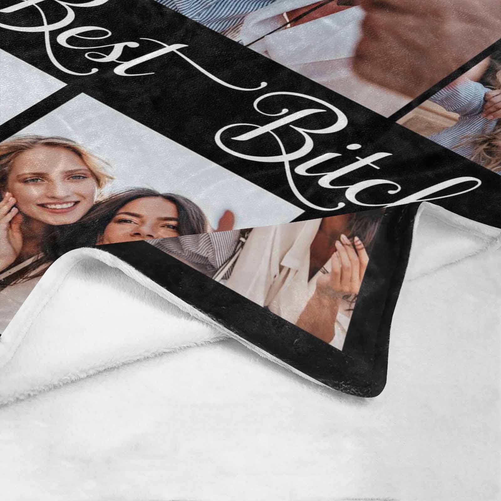 Custom Best Friend Photo Blanket - Personalized Throw Blanket with Your Own Pictures - Unique Gift for Women, Besties, Sisters & Teen Girls - 70