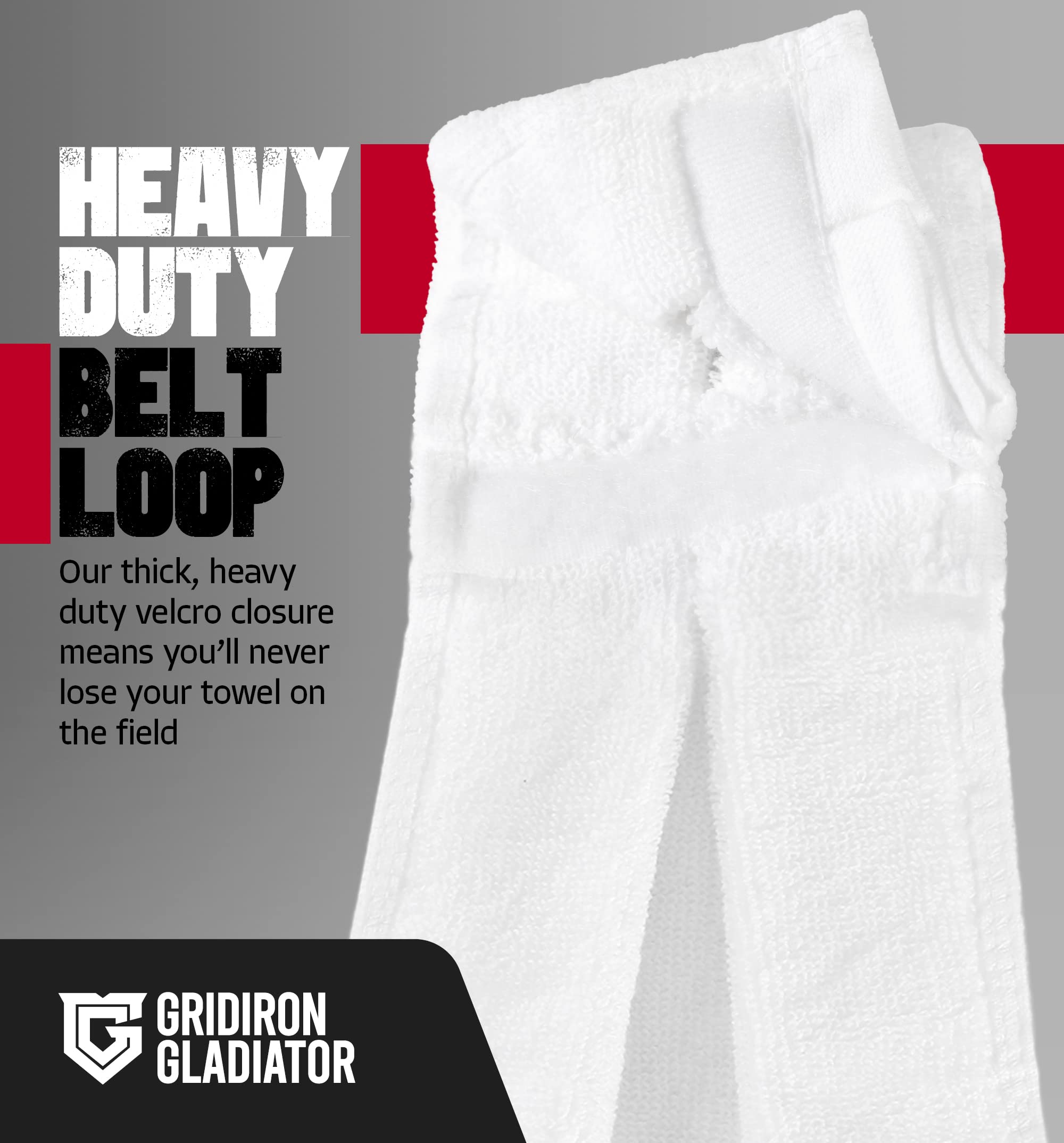 Premium Pure Cotton Football Towel for Youth & Men - Absorbent Sideline QB Towel with Hook & Loop Closure - Perfect for Games, Training & Sports Events