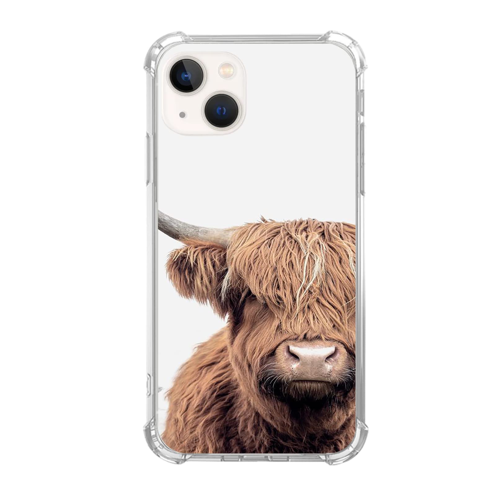 Scottish Highland Cow iPhone 13 Case - Trendy Brown Wild Animal Phone Cover for Men & Women | Durable TPU Bumper Protection | Perfect Gift for Nature Lovers & Farmhouse Decor Enthusiasts